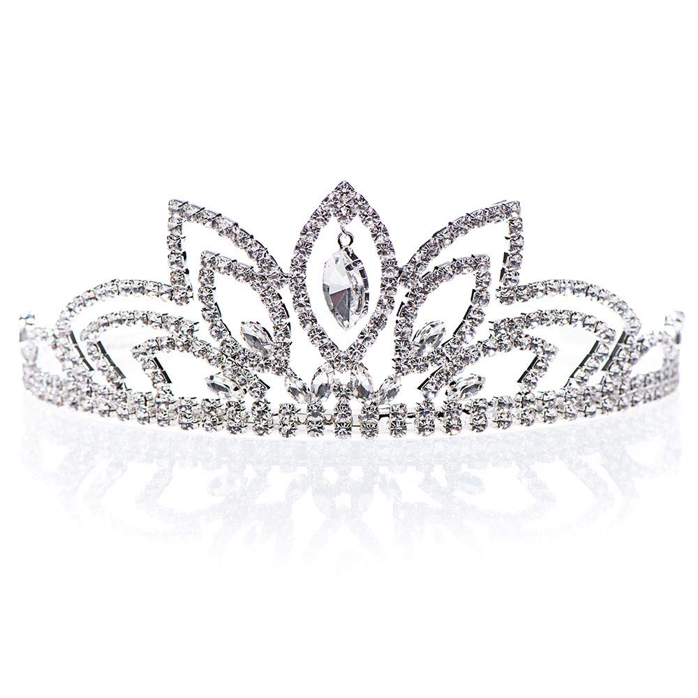 Anderson's Jemima Rhinestone Tiara, 2 1/4-Inch Tall Silver Crown with Sparkling Clear Crystals and Dangling Gems, Adjustable Wedding Tiara for Brides, Prom Queen, Homecoming, Pageants, Sweet 16 & Quinceañera