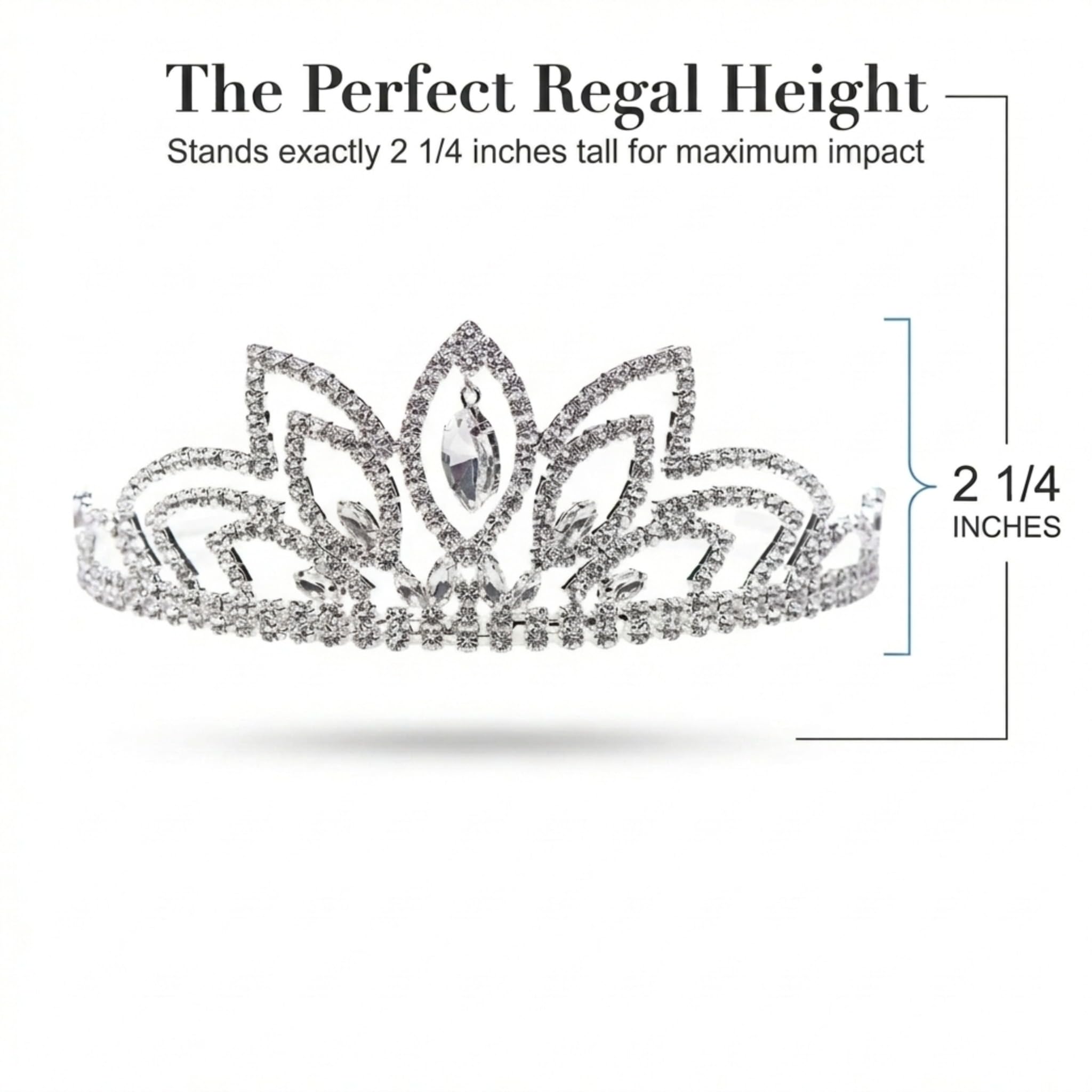 Anderson's Jemima Rhinestone Tiara, 2 1/4-Inch Tall Silver Crown with Sparkling Clear Crystals and Dangling Gems, Adjustable Wedding Tiara for Brides, Prom Queen, Homecoming, Pageants, Sweet 16 & Quinceañera - Image 4