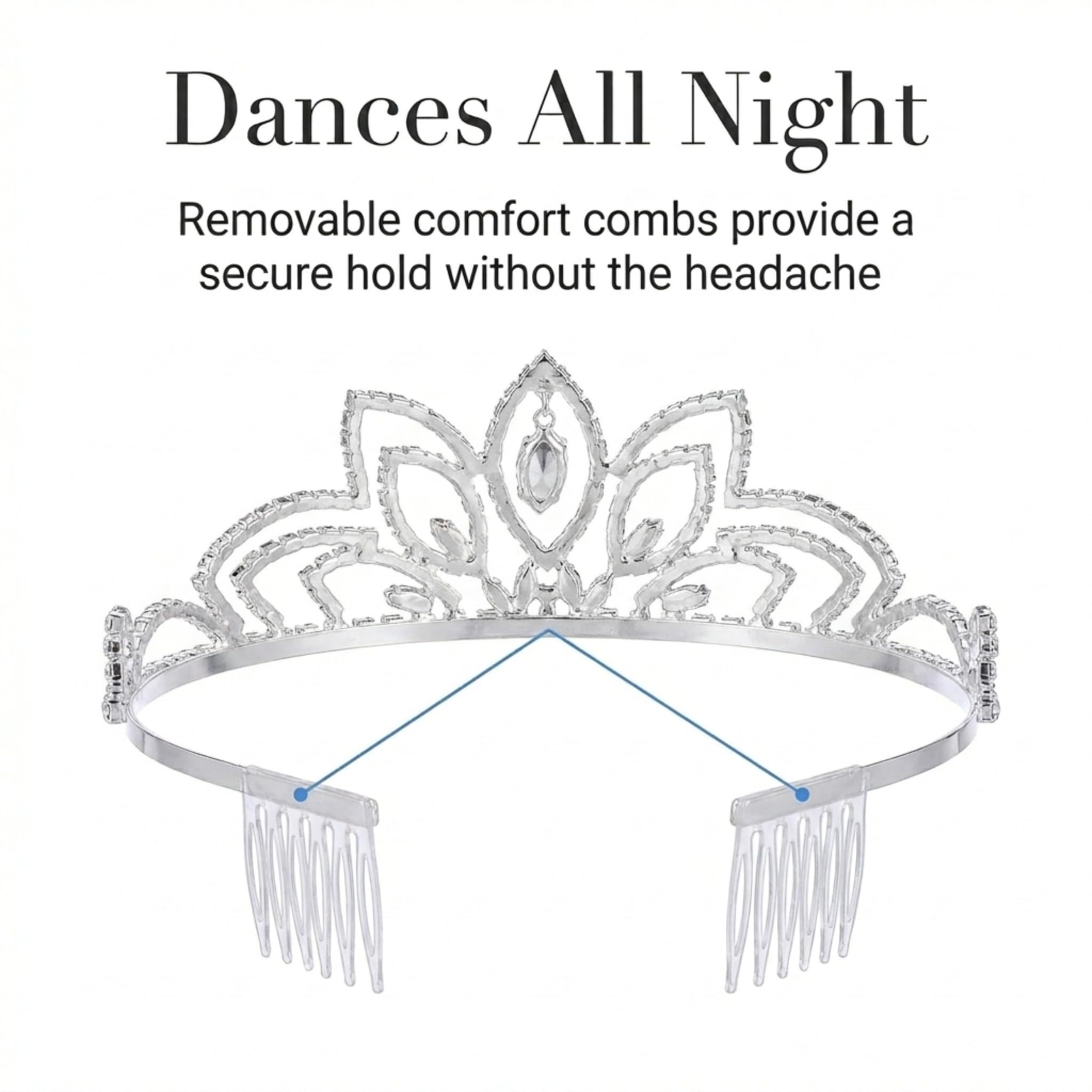 Anderson's Jemima Rhinestone Tiara, 2 1/4-Inch Tall Silver Crown with Sparkling Clear Crystals and Dangling Gems, Adjustable Wedding Tiara for Brides, Prom Queen, Homecoming, Pageants, Sweet 16 & Quinceañera - Image 5