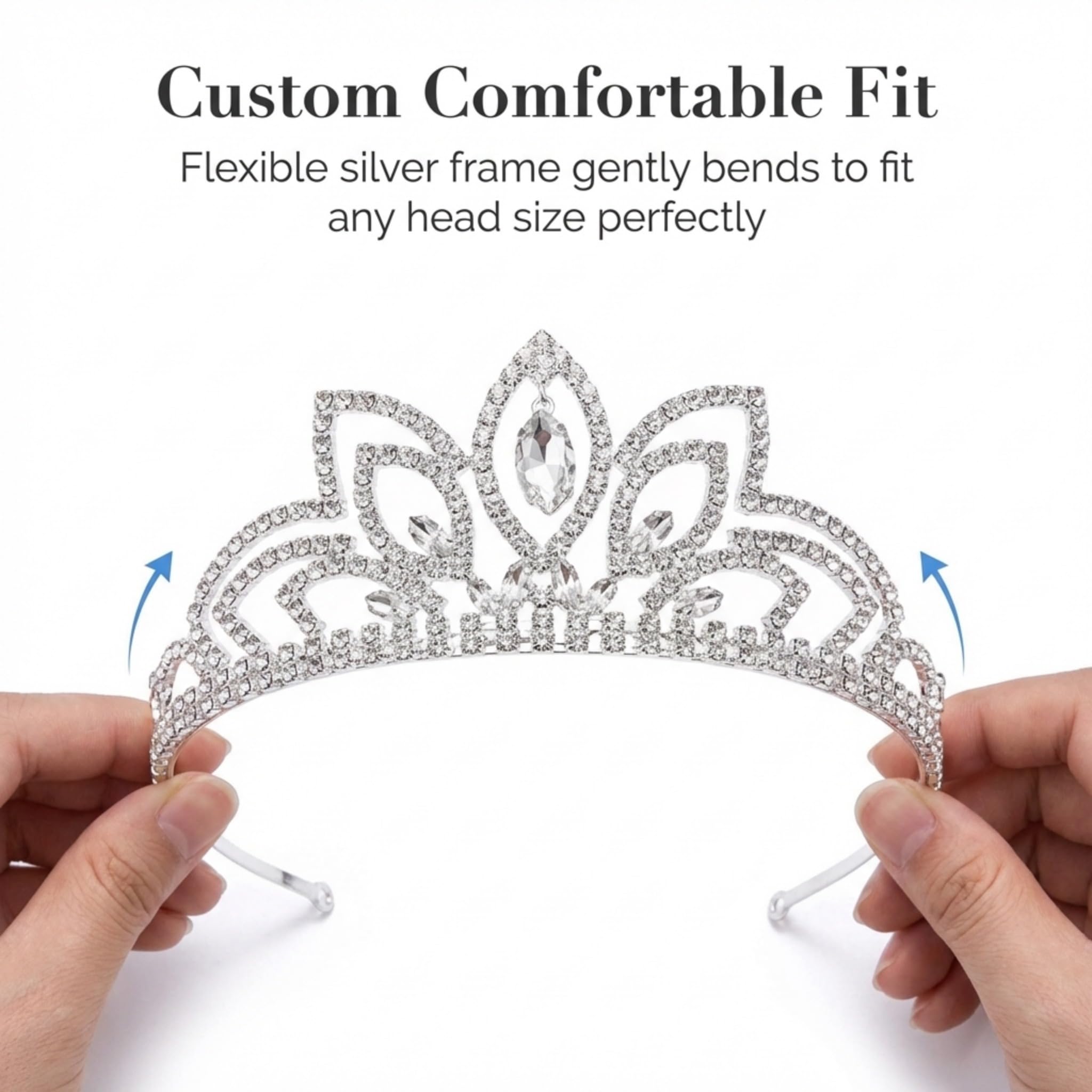 Anderson's Jemima Rhinestone Tiara, 2 1/4-Inch Tall Silver Crown with Sparkling Clear Crystals and Dangling Gems, Adjustable Wedding Tiara for Brides, Prom Queen, Homecoming, Pageants, Sweet 16 & Quinceañera - Image 7