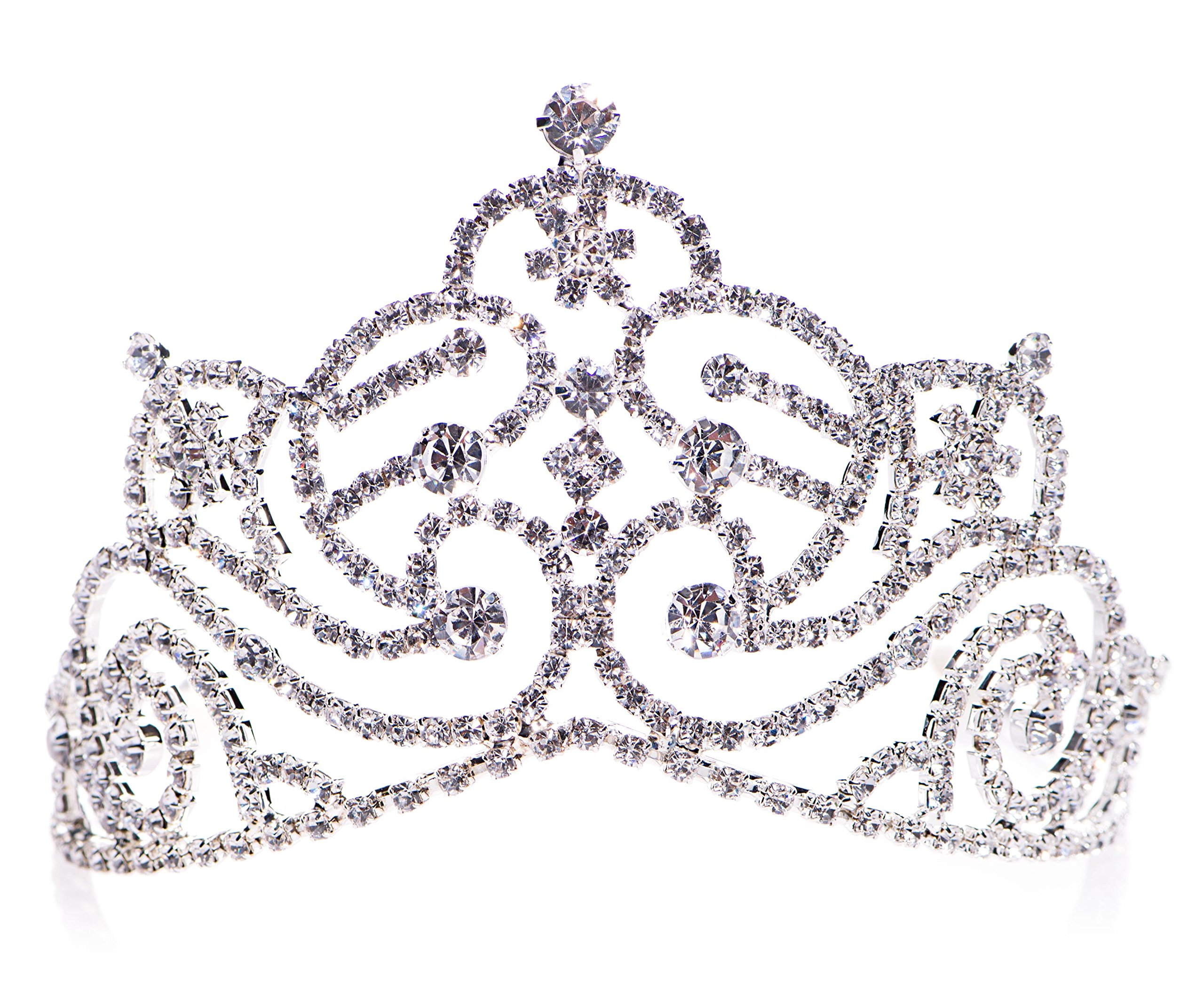 Anderson's Jenna Rhinestone Tiara, Sparkling 3-Inch Silver Crown with Clear Faux Diamonds, Adjustable Band & Comfort Combs, Perfect for Proms, Homecomings, Weddings, Pageants & Special Events