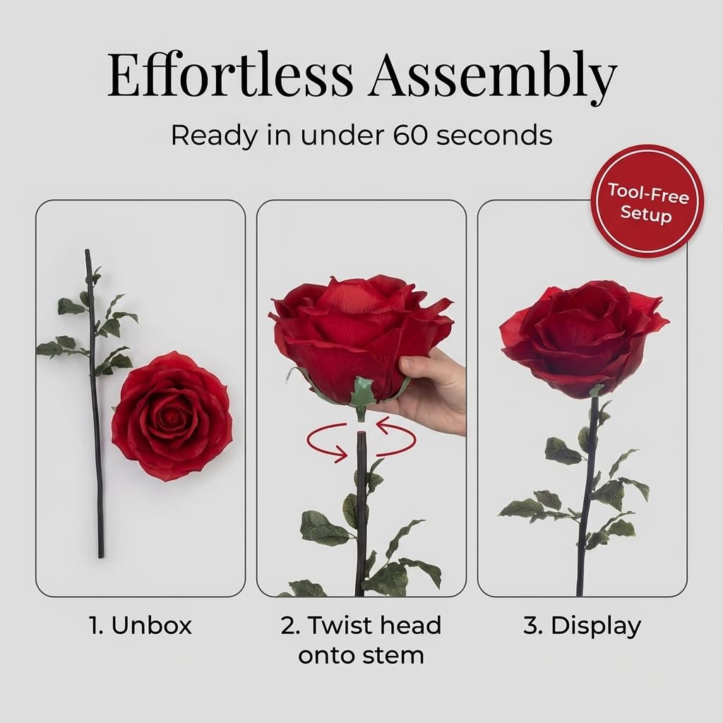 Anderson's Jumbo Red Rose - Artificial Plant - 53 Inches - Image 5
