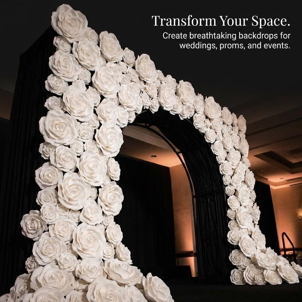 Anderson's Jumbo White Foam Roses Event Decoration - Set of 4 - Image 6