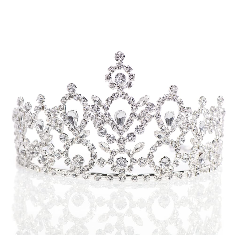Anderson's Juno Rhinestone Tiara, 3 ¼" High Silver Metal Crown with Sparkling Clear Rhinestones, Adjustable Fit & Removable Comfort Combs, Perfect for Prom, Homecoming, Weddings, Pageants, Quinceañeras, and Special Occasions