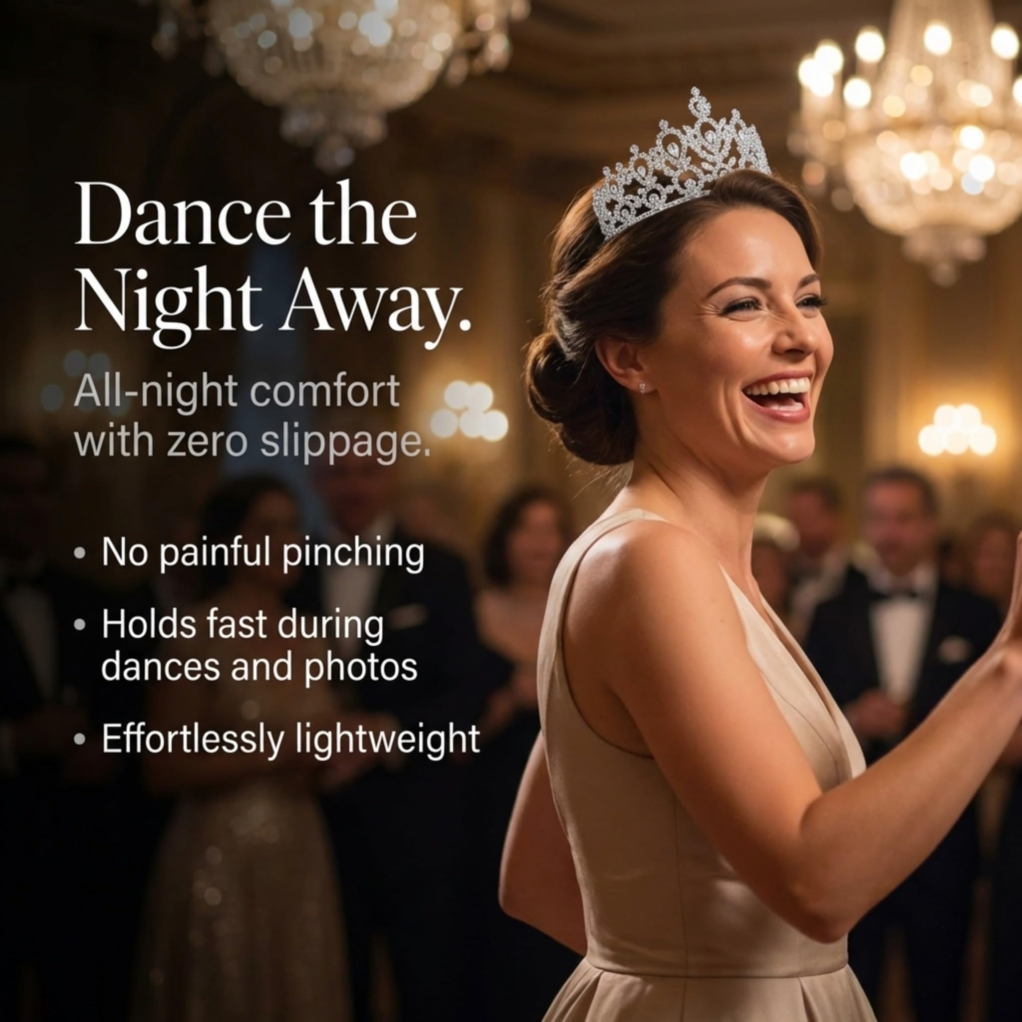 Anderson's Juno Rhinestone Tiara, 3 ¼" High Silver Metal Crown with Sparkling Clear Rhinestones, Adjustable Fit & Removable Comfort Combs, Perfect for Prom, Homecoming, Weddings, Pageants, Quinceañeras, and Special Occasions - Image 2