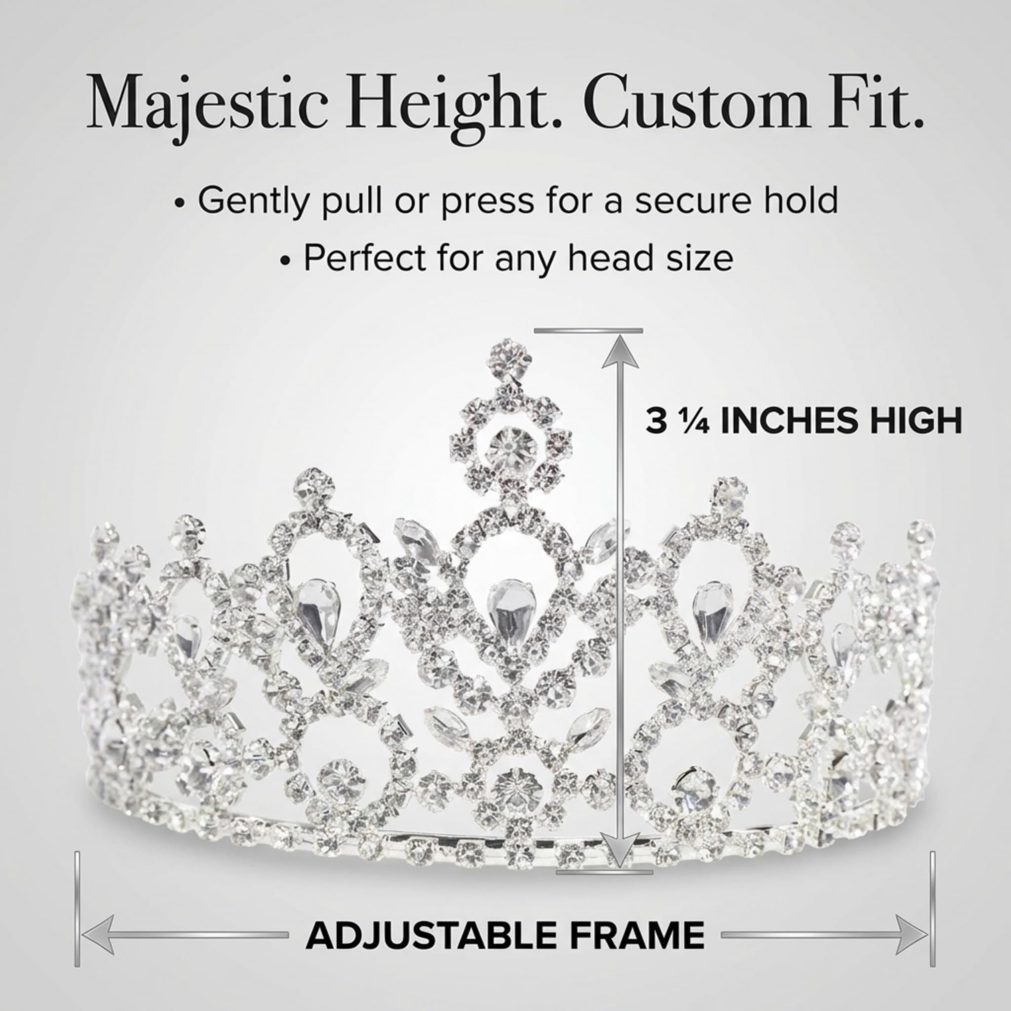 Anderson's Juno Rhinestone Tiara, 3 ¼" High Silver Metal Crown with Sparkling Clear Rhinestones, Adjustable Fit & Removable Comfort Combs, Perfect for Prom, Homecoming, Weddings, Pageants, Quinceañeras, and Special Occasions - Image 5
