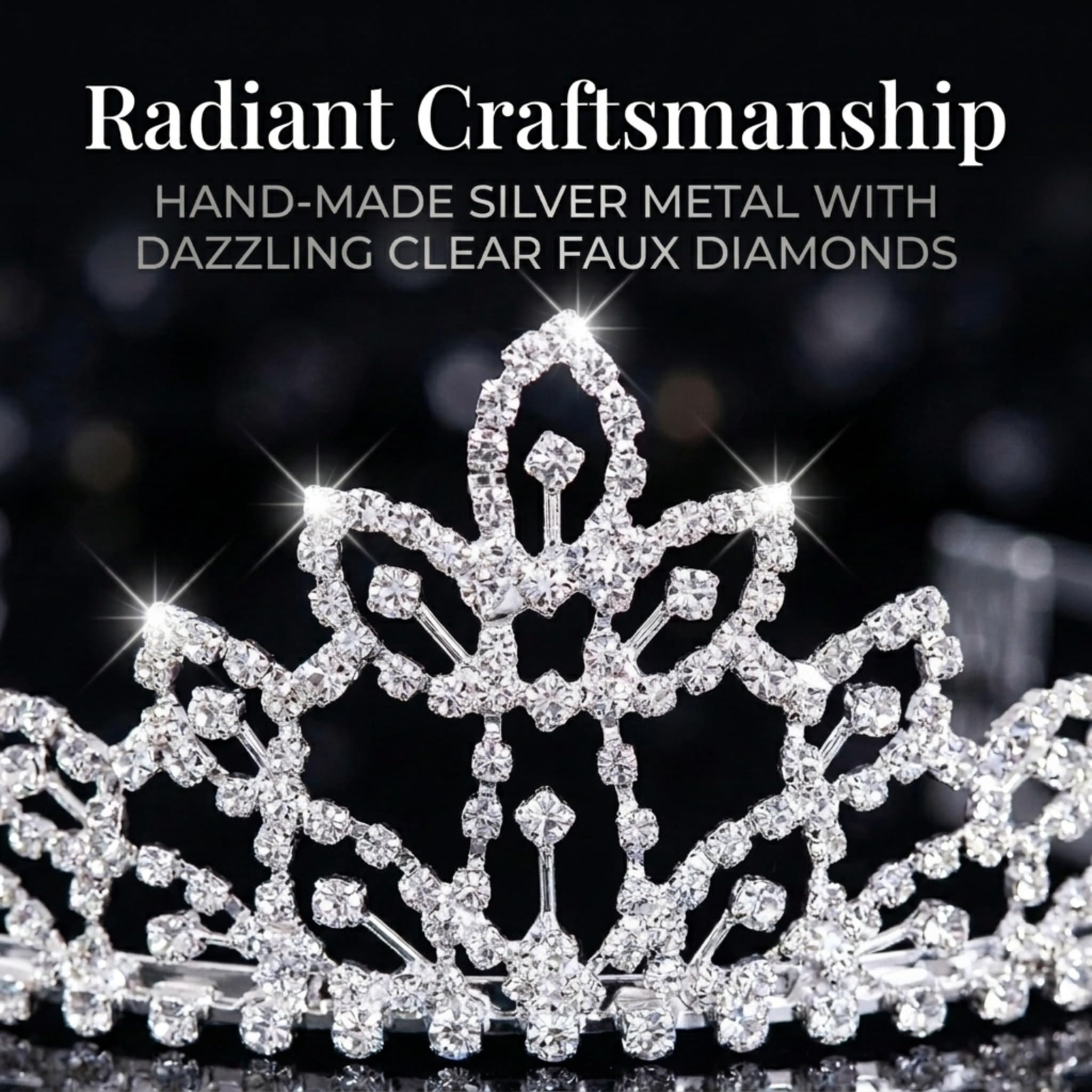 Anderson’s Kady Rhinestone Tiara, 2 Inch Silver Metal Crown with Clear Faux Diamonds for Prom, Homecoming Queen, Wedding Bridal Party, Sweet 16, Quinceañera, Graduation, Birthday, Pageant, Theater Costume Accessory - Image 4