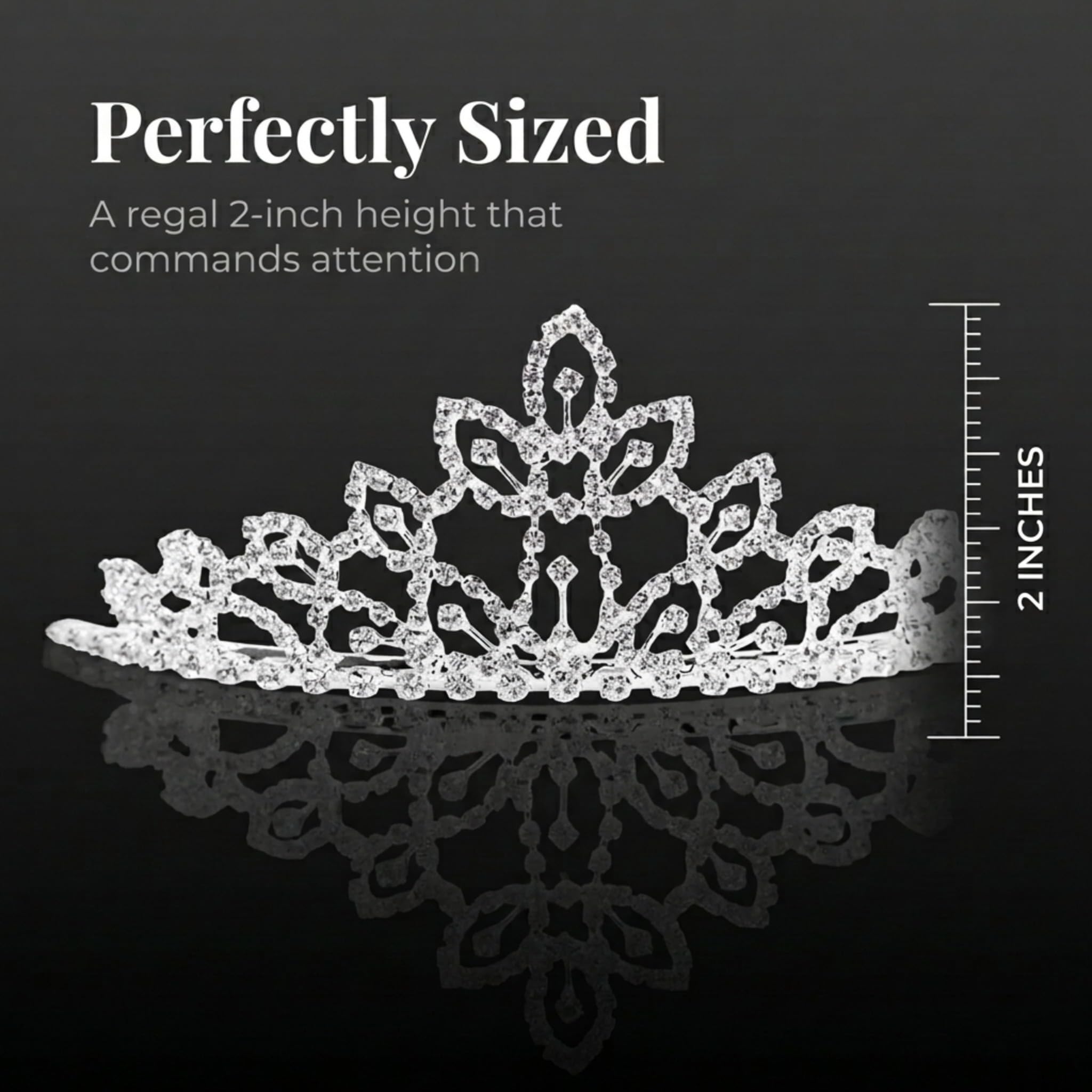 Anderson’s Kady Rhinestone Tiara, 2 Inch Silver Metal Crown with Clear Faux Diamonds for Prom, Homecoming Queen, Wedding Bridal Party, Sweet 16, Quinceañera, Graduation, Birthday, Pageant, Theater Costume Accessory - Image 5