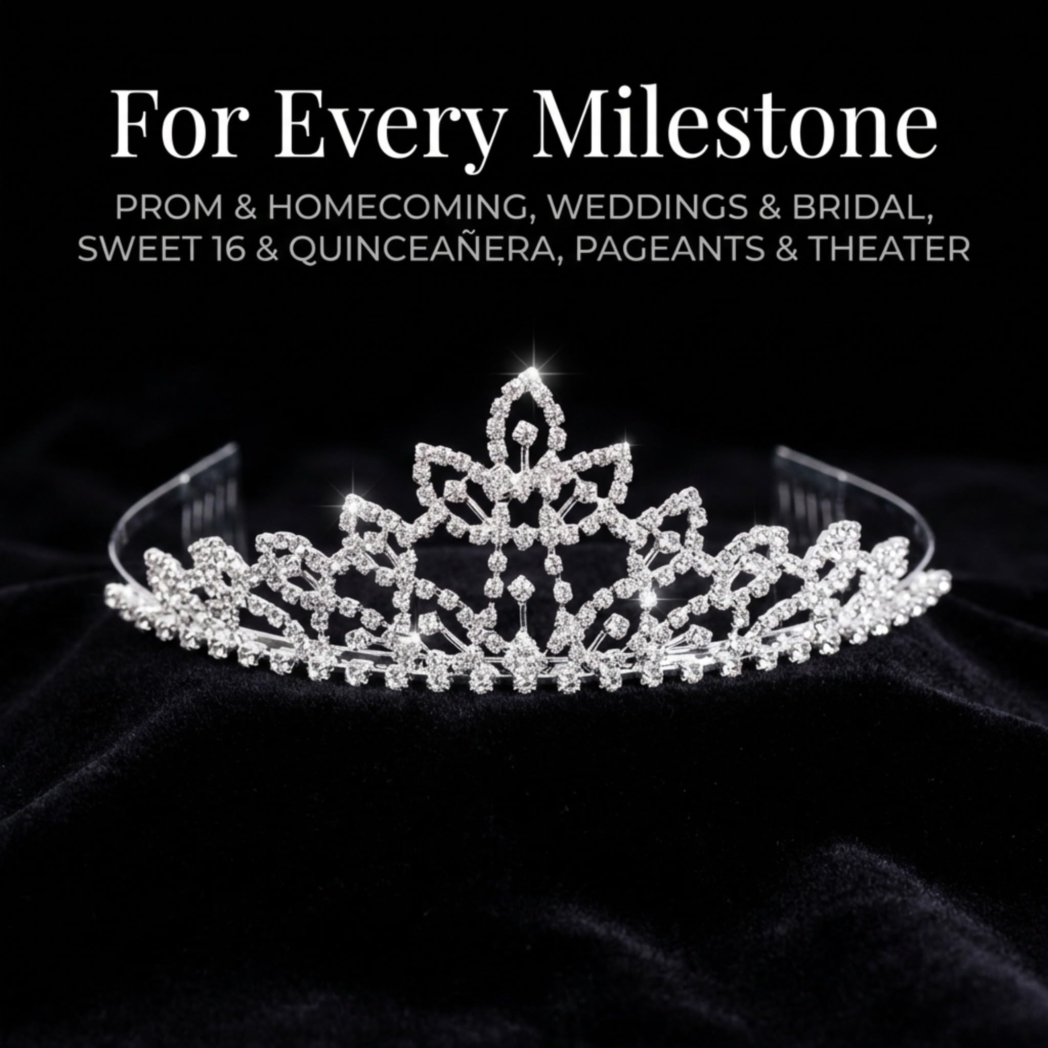 Anderson’s Kady Rhinestone Tiara, 2 Inch Silver Metal Crown with Clear Faux Diamonds for Prom, Homecoming Queen, Wedding Bridal Party, Sweet 16, Quinceañera, Graduation, Birthday, Pageant, Theater Costume Accessory - Image 6