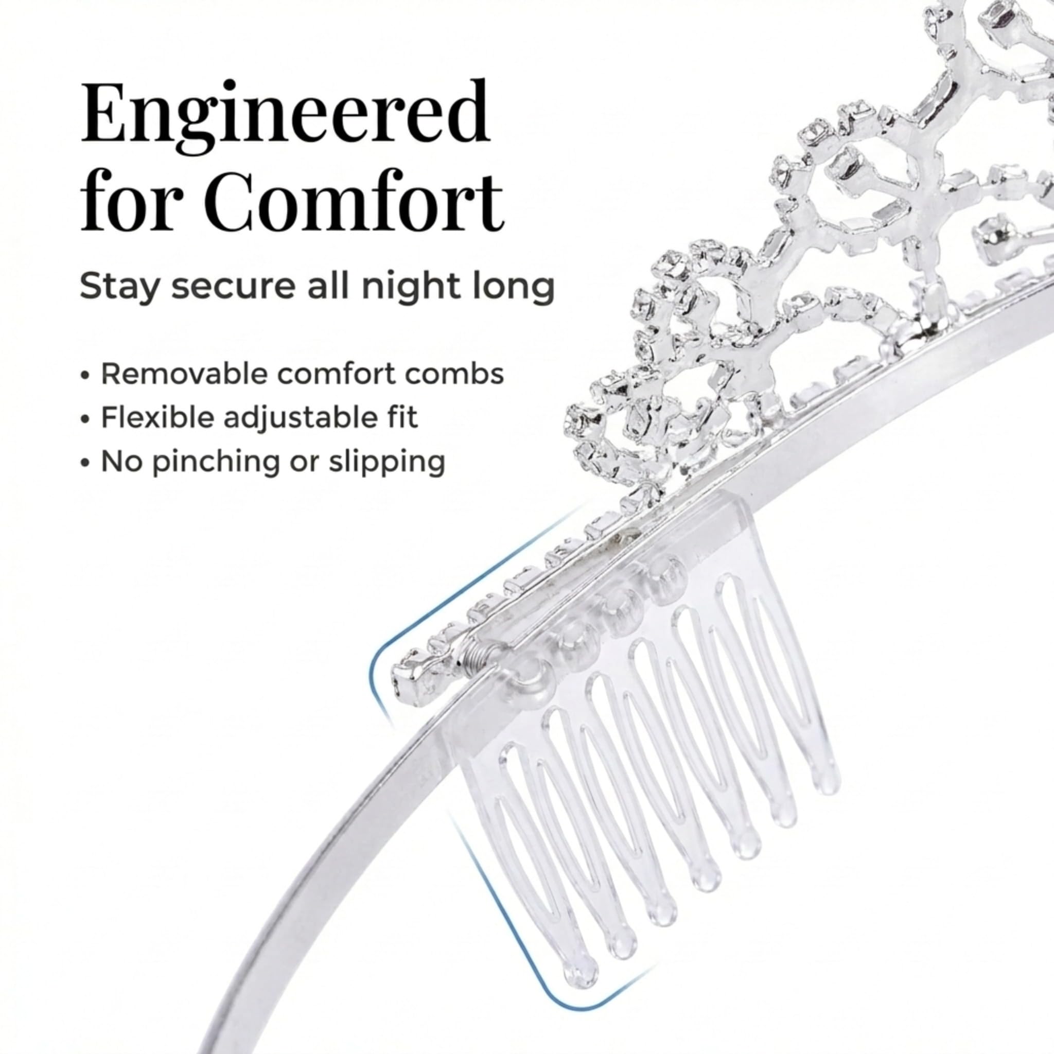 Anderson’s Kady Rhinestone Tiara, 2 Inch Silver Metal Crown with Clear Faux Diamonds for Prom, Homecoming Queen, Wedding Bridal Party, Sweet 16, Quinceañera, Graduation, Birthday, Pageant, Theater Costume Accessory - Image 7