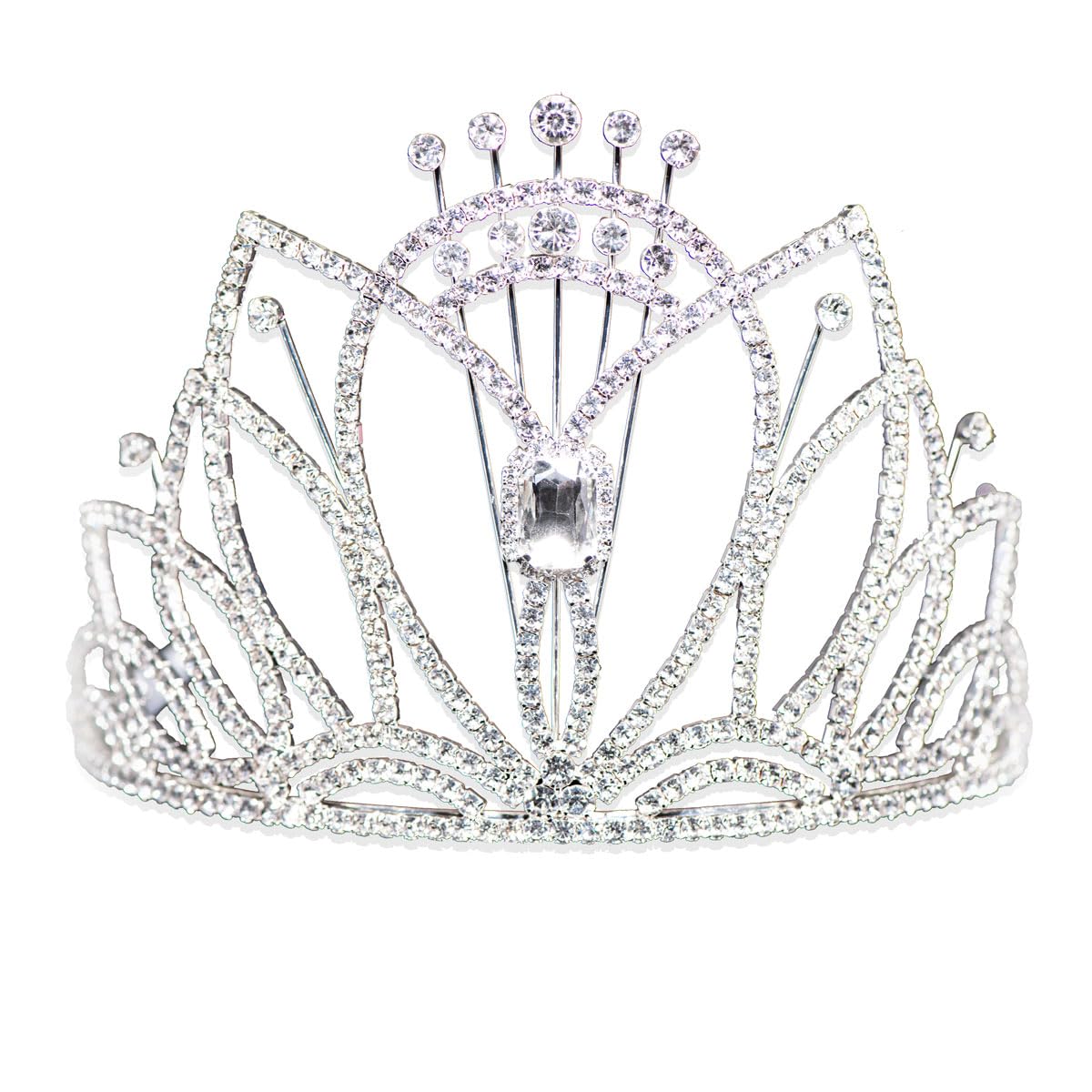 Anderson's Kalani Rhinestone Tiara, 5-Inch Silver Crown with Sparkling Clear Rhinestones for Weddings, Proms, Homecoming, Pageants & Special Events, Adjustable Fit with Comfort Combs