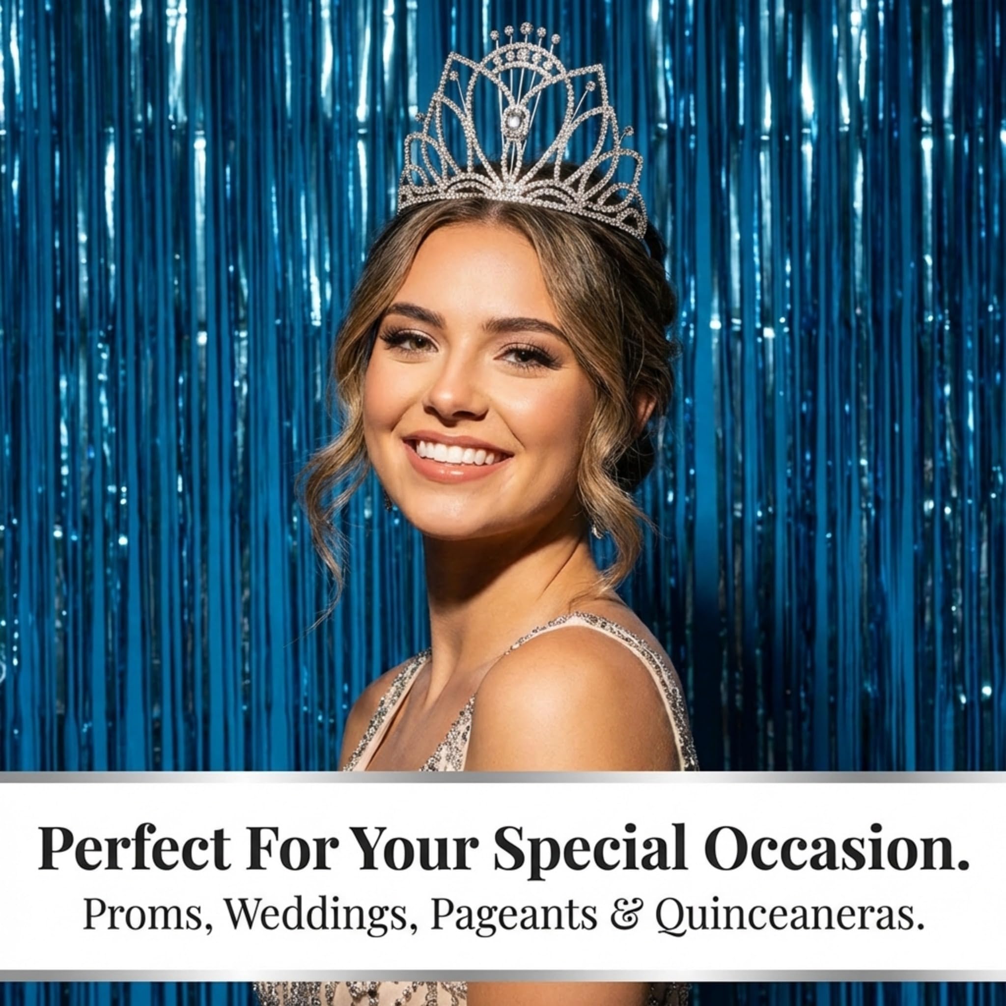 Anderson's Kalani Rhinestone Tiara, 5-Inch Silver Crown with Sparkling Clear Rhinestones for Weddings, Proms, Homecoming, Pageants & Special Events, Adjustable Fit with Comfort Combs - Image 2