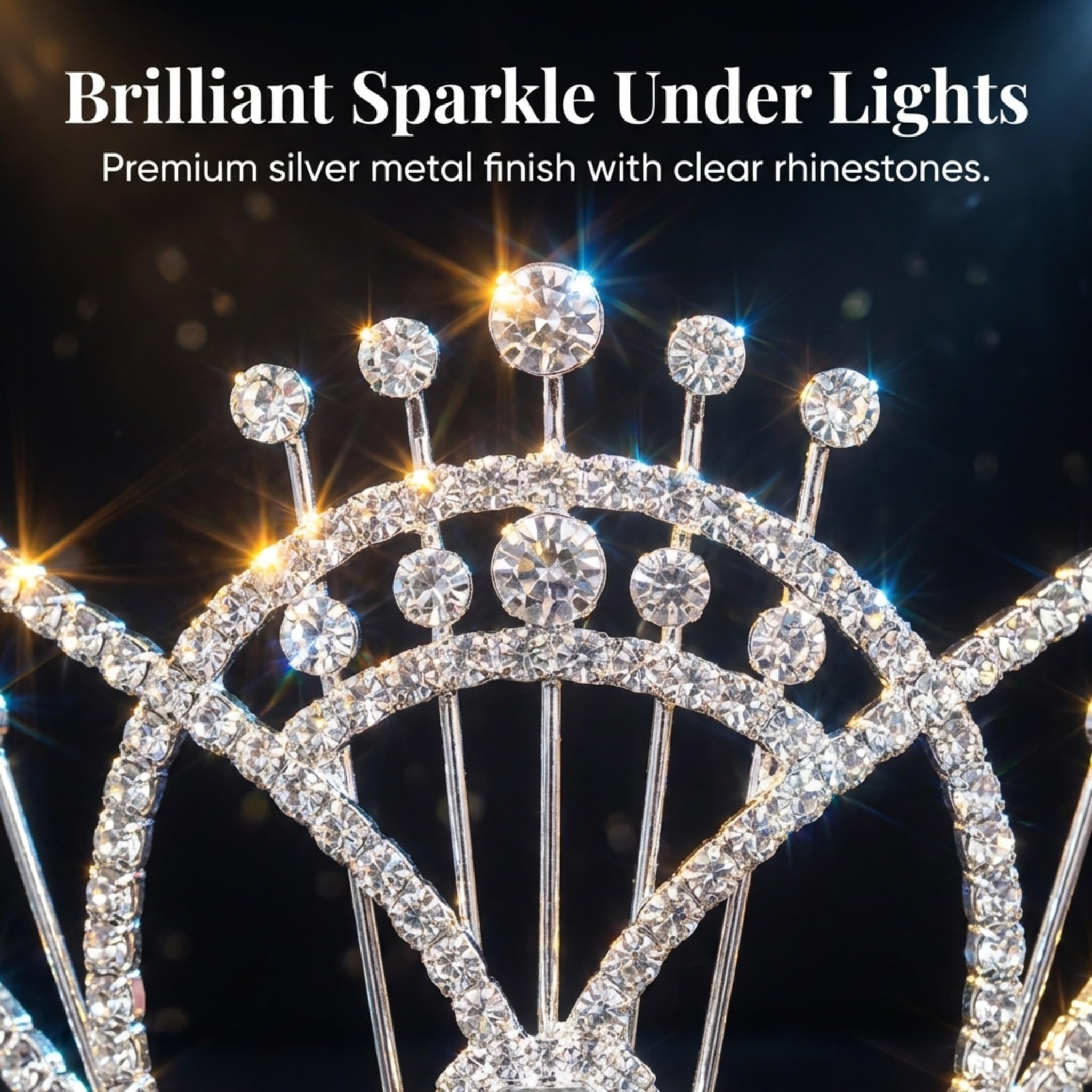 Anderson's Kalani Rhinestone Tiara, 5-Inch Silver Crown with Sparkling Clear Rhinestones for Weddings, Proms, Homecoming, Pageants & Special Events, Adjustable Fit with Comfort Combs - Image 6