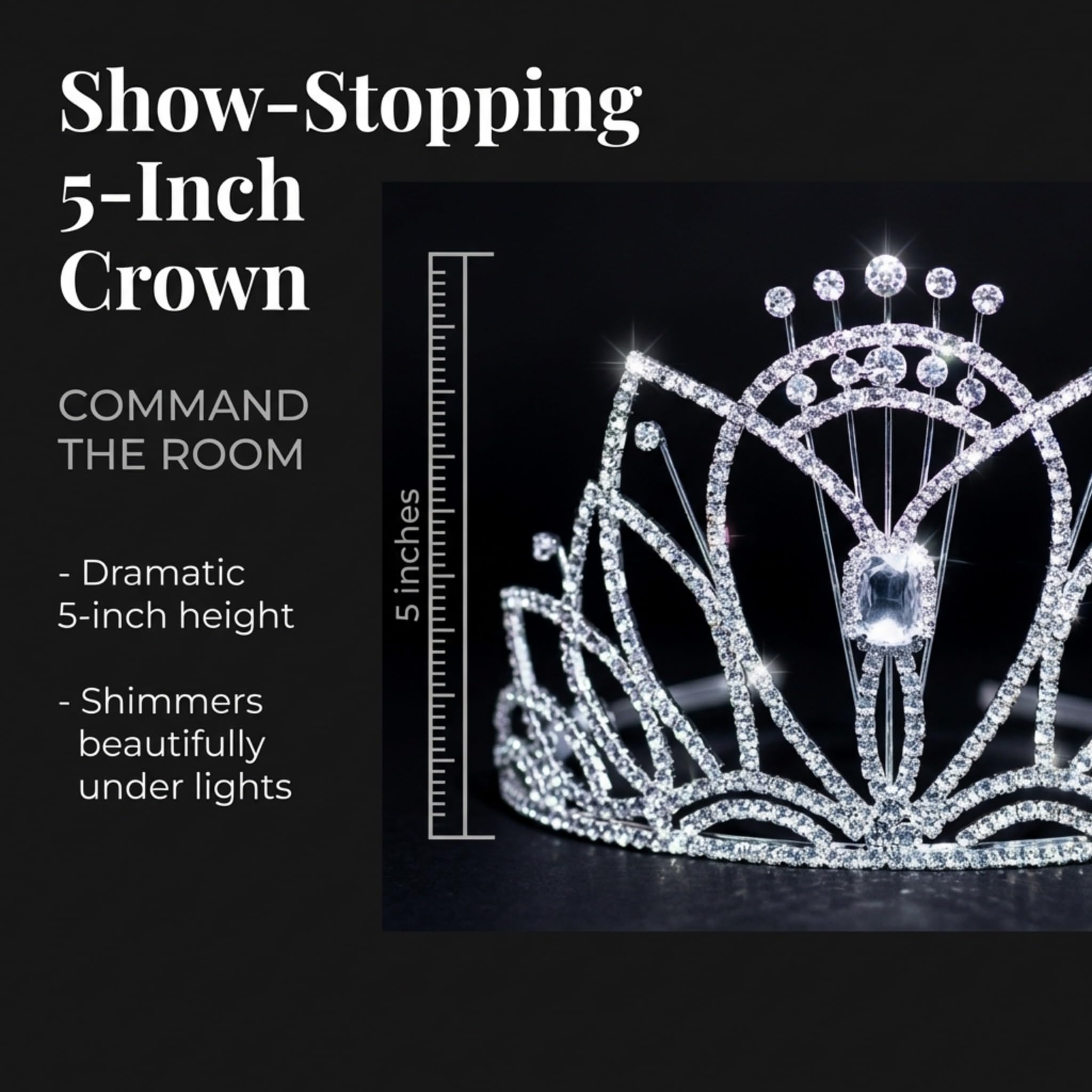 Anderson's Kalani Rhinestone Tiara, 5-Inch Silver Crown with Sparkling Clear Rhinestones for Weddings, Proms, Homecoming, Pageants & Special Events, Adjustable Fit with Comfort Combs - Image 7