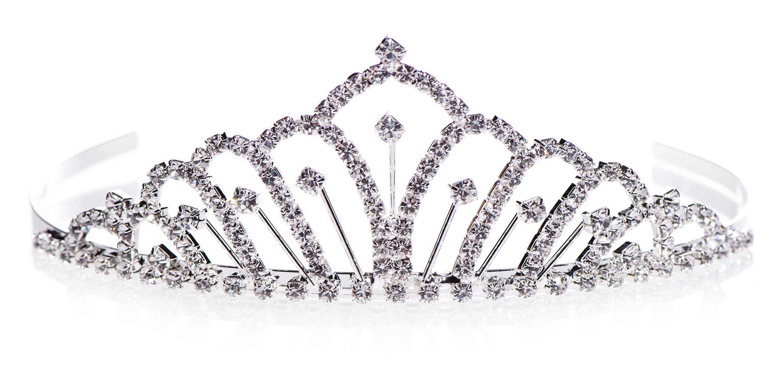 Anderson's Karen Rhinestone Tiara, Sparkling 1.75-Inch Silver Crown with Clear Faux Diamonds, Adjustable Band & Comfort Combs, Perfect for Proms, Homecomings, Weddings, Pageants & Special Events