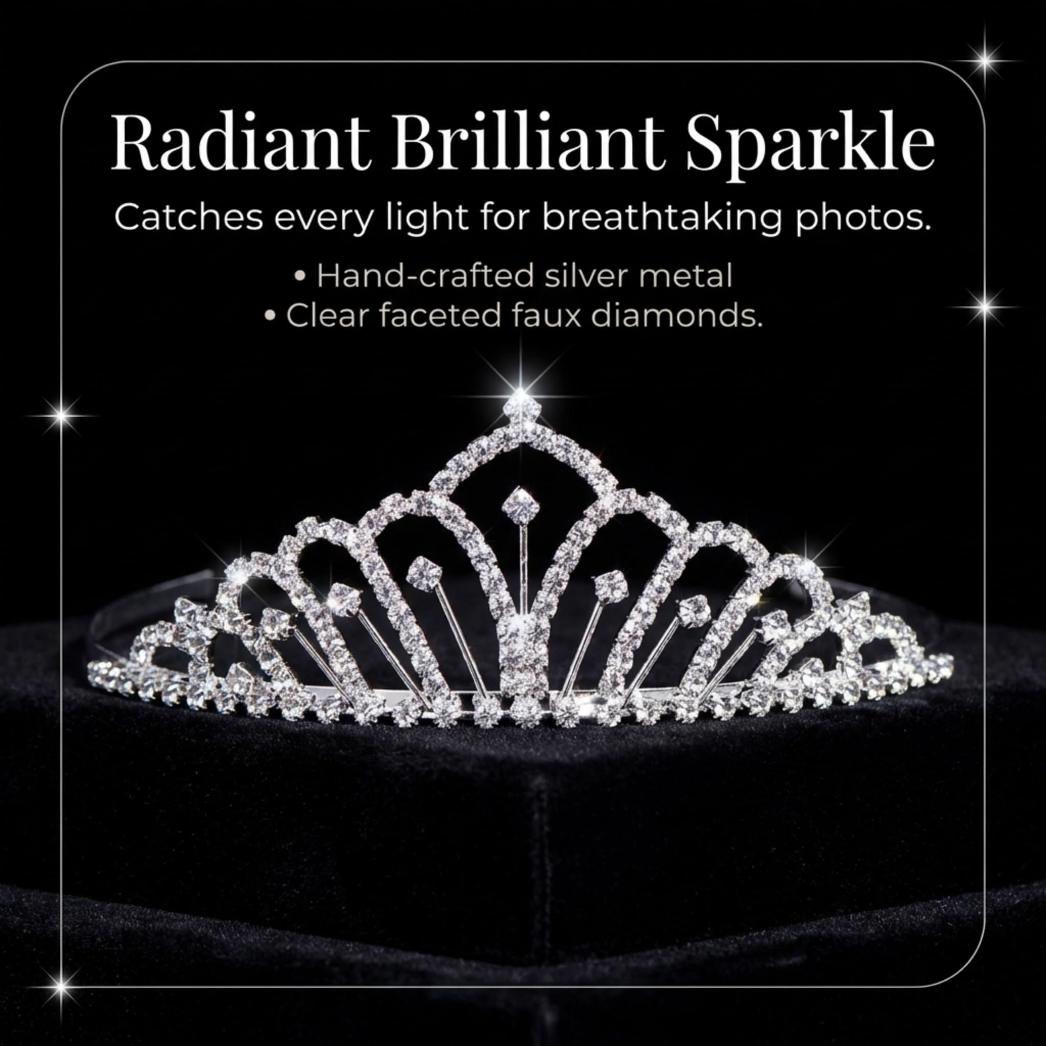Anderson's Karen Rhinestone Tiara, Sparkling 1.75-Inch Silver Crown with Clear Faux Diamonds, Adjustable Band & Comfort Combs, Perfect for Proms, Homecomings, Weddings, Pageants & Special Events - Image 4