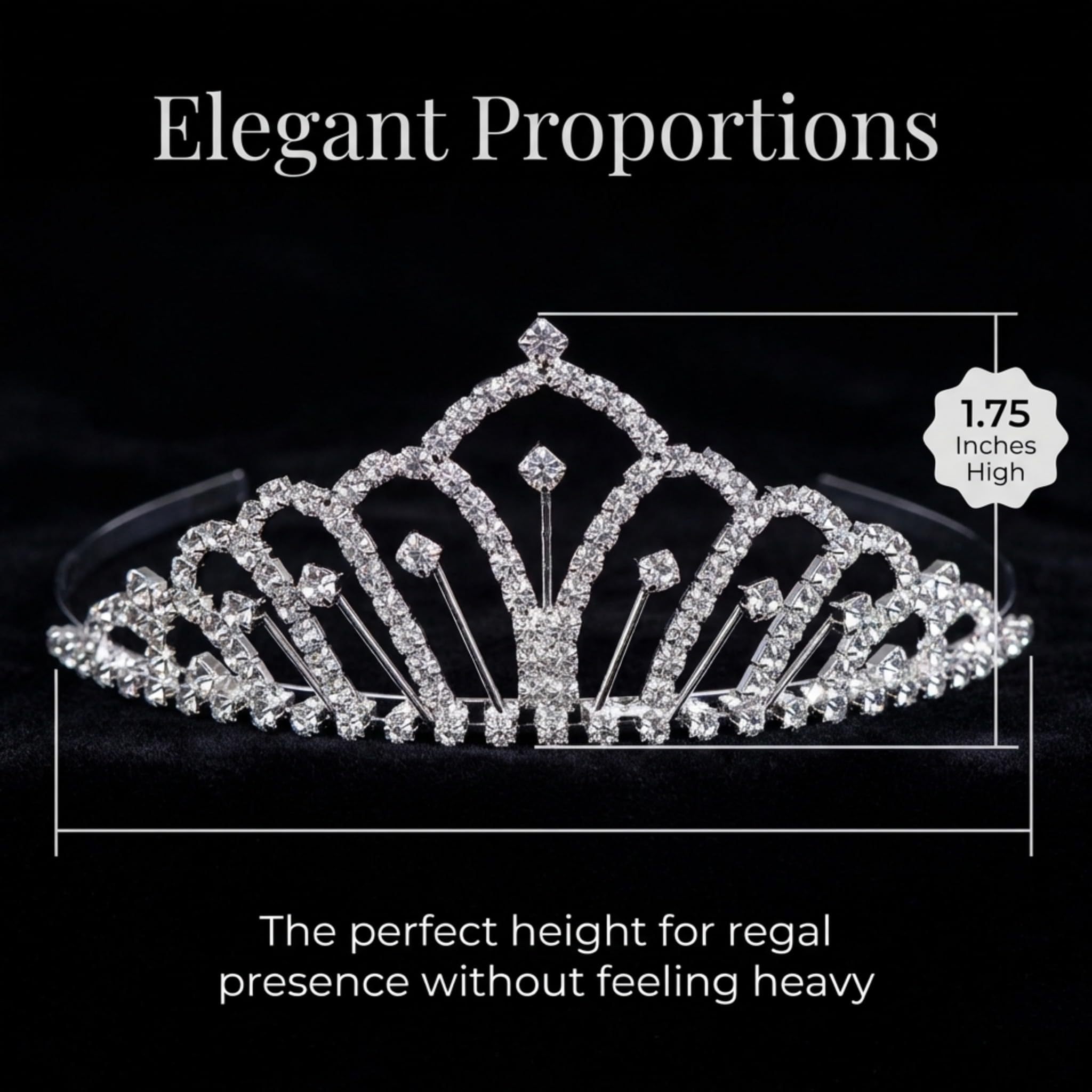 Anderson's Karen Rhinestone Tiara, Sparkling 1.75-Inch Silver Crown with Clear Faux Diamonds, Adjustable Band & Comfort Combs, Perfect for Proms, Homecomings, Weddings, Pageants & Special Events - Image 5