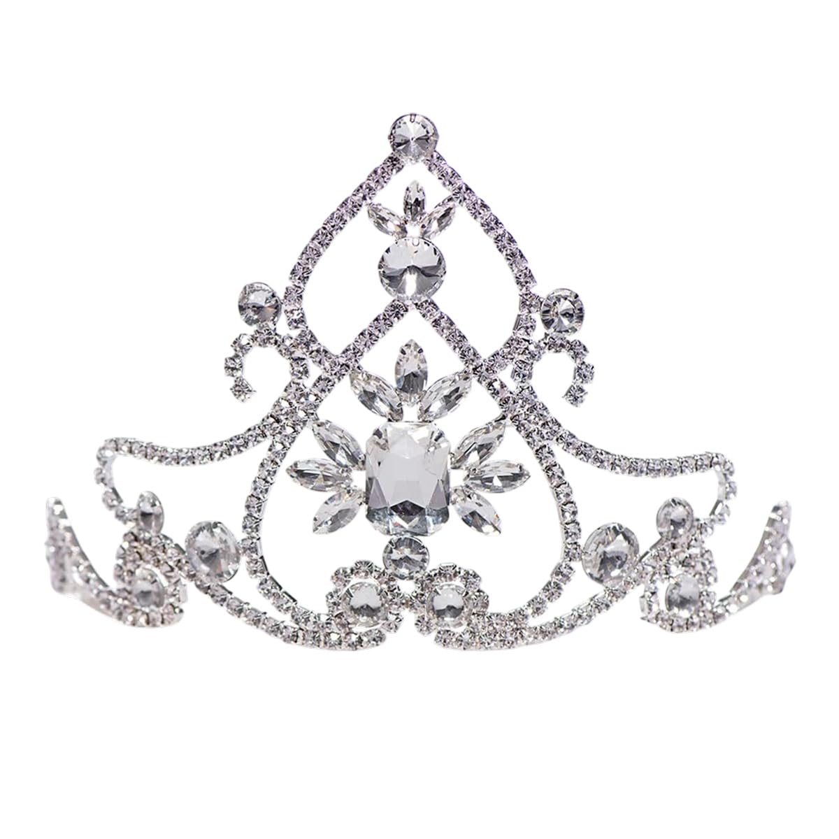 Anderson’s Kate Rhinestone Tiara, 4 1/2 Inch Silver Metal Crown with Clear Faux Diamonds for Prom, Homecoming Queen, Wedding Bridal Party, Sweet 16, Quinceañera, Birthday, Pageant, Theater Costume Accessory