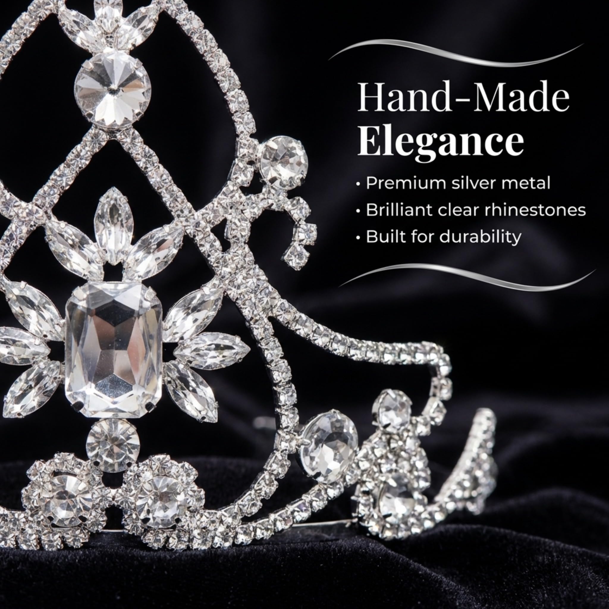 Anderson’s Kate Rhinestone Tiara, 4 1/2 Inch Silver Metal Crown with Clear Faux Diamonds for Prom, Homecoming Queen, Wedding Bridal Party, Sweet 16, Quinceañera, Birthday, Pageant, Theater Costume Accessory - Image 4