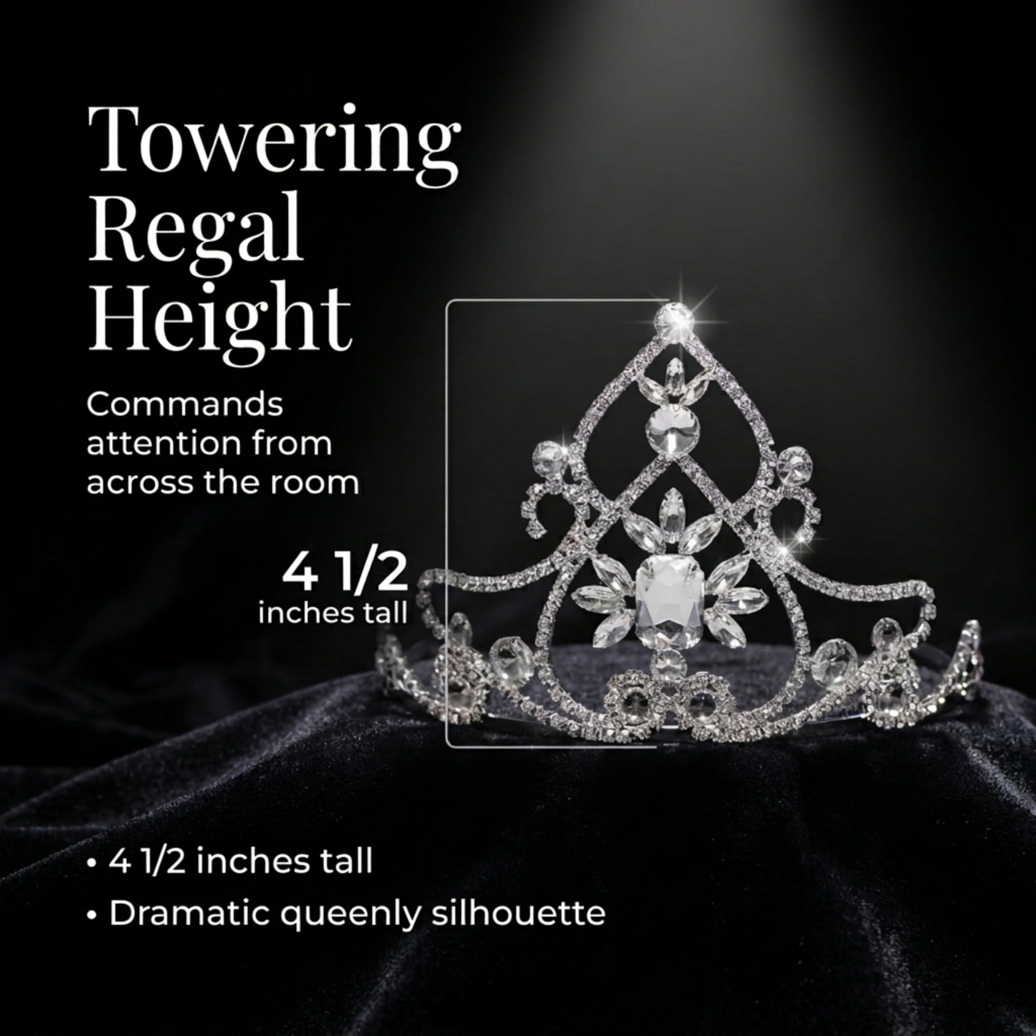 Anderson’s Kate Rhinestone Tiara, 4 1/2 Inch Silver Metal Crown with Clear Faux Diamonds for Prom, Homecoming Queen, Wedding Bridal Party, Sweet 16, Quinceañera, Birthday, Pageant, Theater Costume Accessory - Image 5