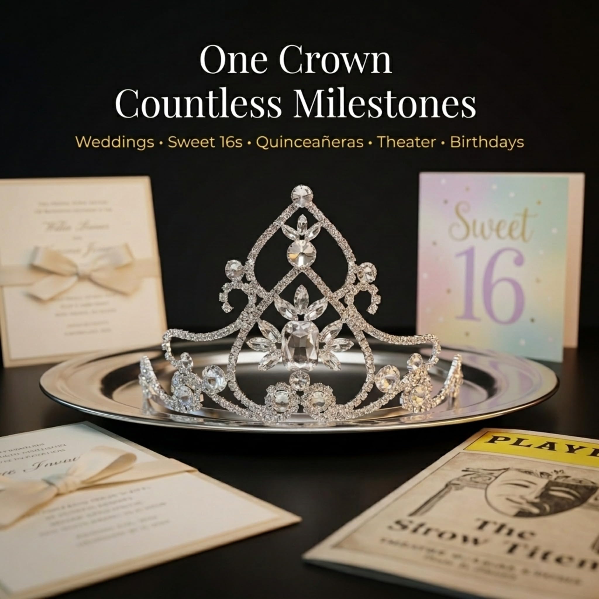 Anderson’s Kate Rhinestone Tiara, 4 1/2 Inch Silver Metal Crown with Clear Faux Diamonds for Prom, Homecoming Queen, Wedding Bridal Party, Sweet 16, Quinceañera, Birthday, Pageant, Theater Costume Accessory - Image 6