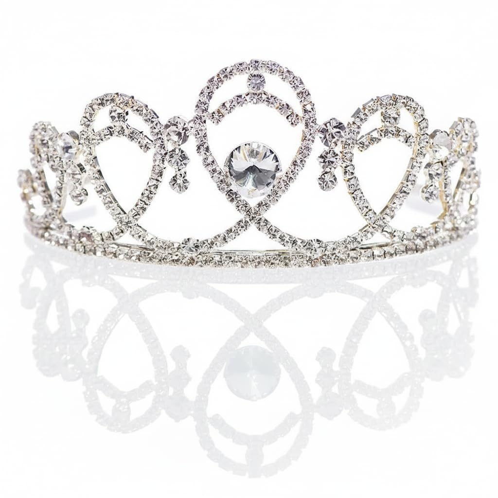 Anderson’s Kendall Rhinestone Tiara, 2 ½ Inch Silver Metal Crown, Clear Faux Diamonds, Prom, Homecoming Queen, Wedding, Bridal Party, Sweet 16, Quinceañera, Birthday, Pageant, Theater Costume Accessory