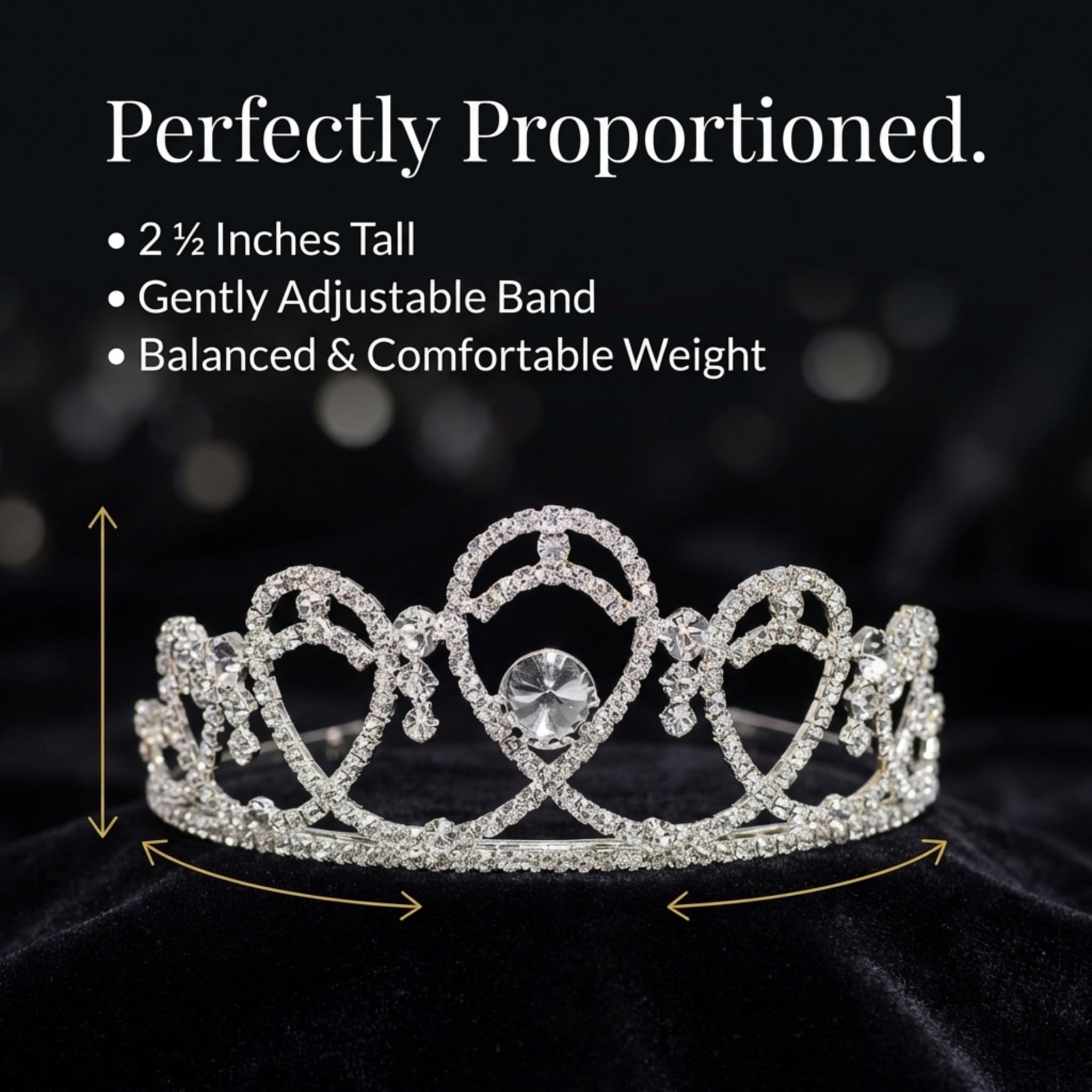 Anderson’s Kendall Rhinestone Tiara, 2 ½ Inch Silver Metal Crown, Clear Faux Diamonds, Prom, Homecoming Queen, Wedding, Bridal Party, Sweet 16, Quinceañera, Birthday, Pageant, Theater Costume Accessory - Image 8