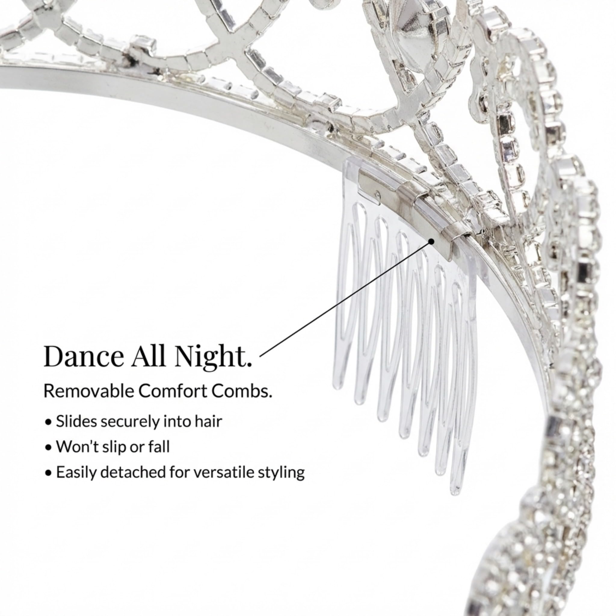Anderson’s Kendall Rhinestone Tiara, 2 ½ Inch Silver Metal Crown, Clear Faux Diamonds, Prom, Homecoming Queen, Wedding, Bridal Party, Sweet 16, Quinceañera, Birthday, Pageant, Theater Costume Accessory - Image 9