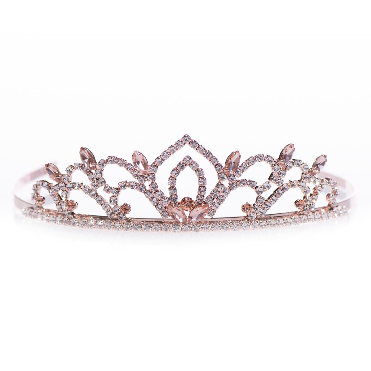 Anderson’s Kiley Tiara, 1.5" Rose Gold Clear Rhinestone Crown for Prom Queen, pageants, weddings, quinceañeras, birthdays, Sweet 16, homecoming, school dances, costumes, parties, and events