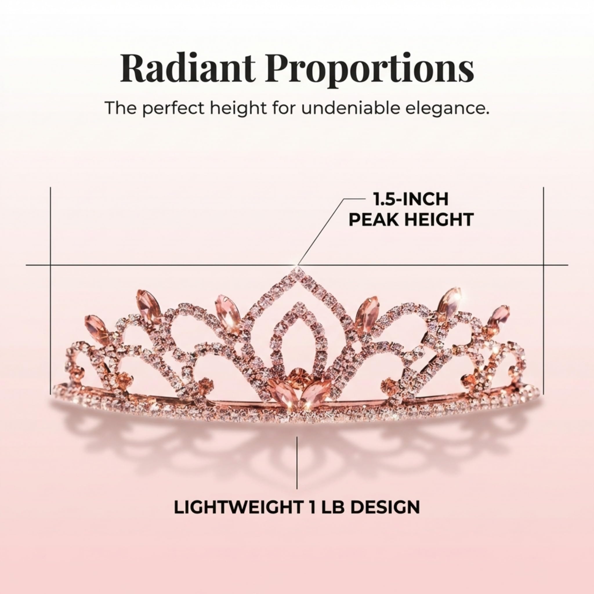 Anderson’s Kiley Tiara, 1.5" Rose Gold Clear Rhinestone Crown for Prom Queen, pageants, weddings, quinceañeras, birthdays, Sweet 16, homecoming, school dances, costumes, parties, and events - Image 4
