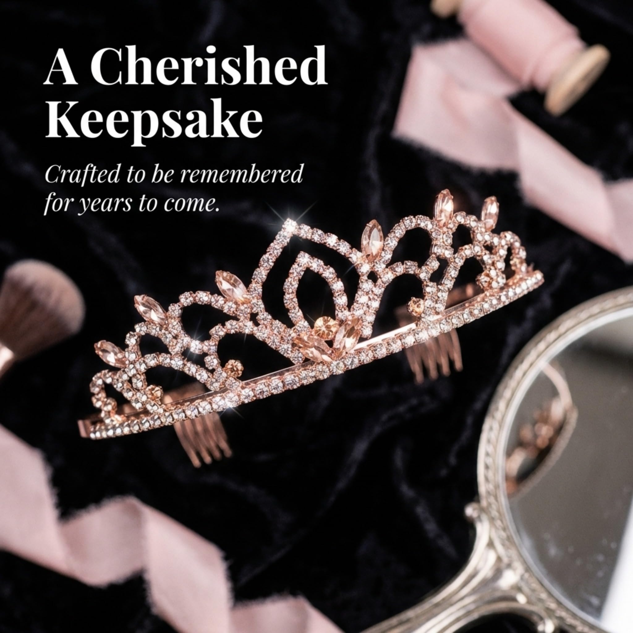 Anderson’s Kiley Tiara, 1.5" Rose Gold Clear Rhinestone Crown for Prom Queen, pageants, weddings, quinceañeras, birthdays, Sweet 16, homecoming, school dances, costumes, parties, and events - Image 5