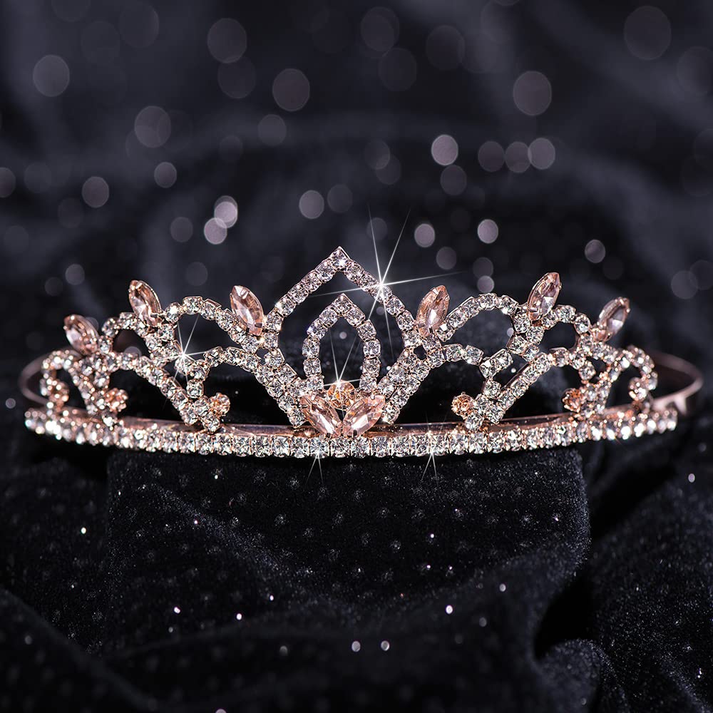 Anderson’s Kiley Tiara, 1.5" Rose Gold Clear Rhinestone Crown for Prom Queen, pageants, weddings, quinceañeras, birthdays, Sweet 16, homecoming, school dances, costumes, parties, and events - Image 8