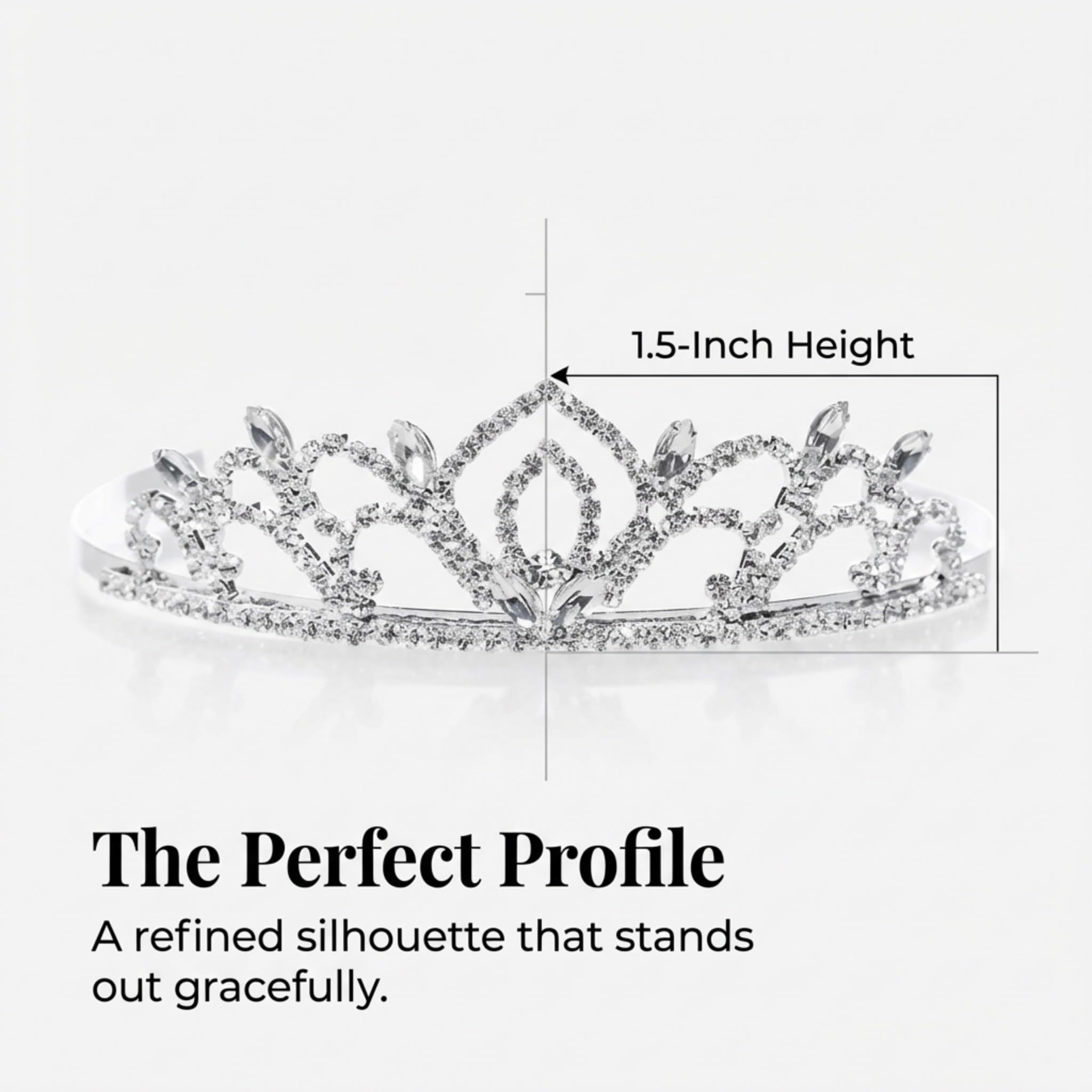 Anderson’s Kiley Tiara and Velvet Presentation Box Set, 1.5" silver rhinestone crown for Prom Queen, pageants, weddings, quinceañeras, birthdays, Sweet 16, homecoming, parties, and events - Image 4
