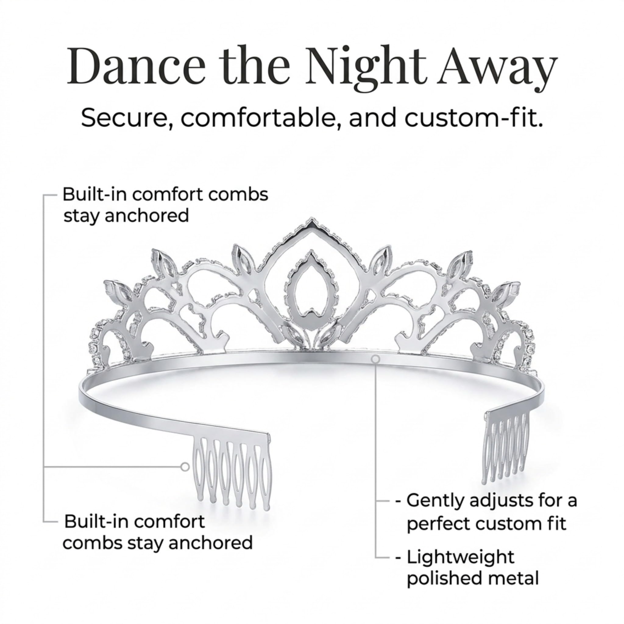 Anderson’s Kiley Tiara and Velvet Presentation Box Set, 1.5" silver rhinestone crown for Prom Queen, pageants, weddings, quinceañeras, birthdays, Sweet 16, homecoming, parties, and events - Image 7