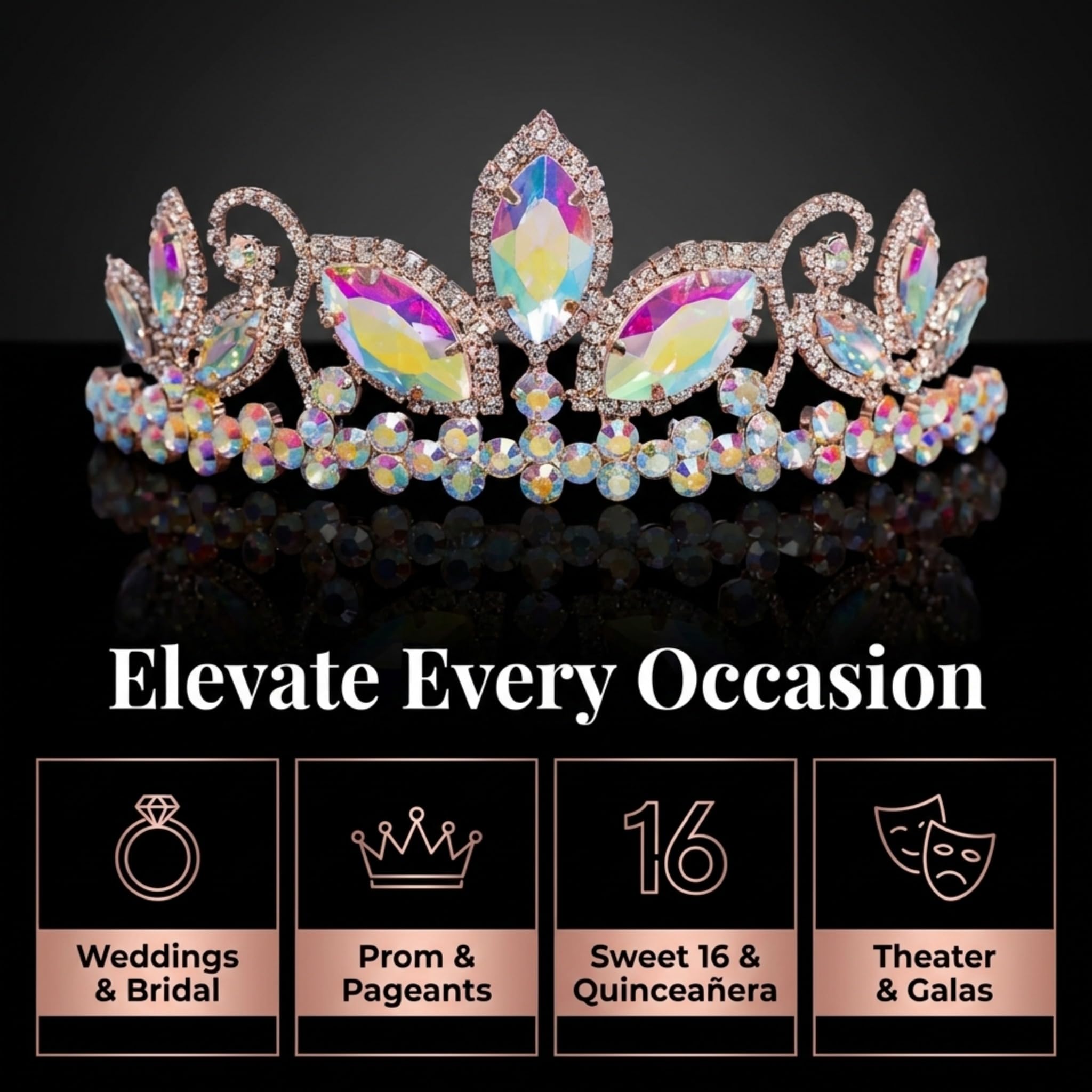 Anderson’s Kimana Rhinestone Tiara, 2 3/4 Inch Silver Metal Crown with Clear Faux Diamonds for Prom, Homecoming Queen, Wedding Bridal Party, Sweet 16, Quinceañera, Birthday, Pageant, Theater Costume Accessory - Image 3