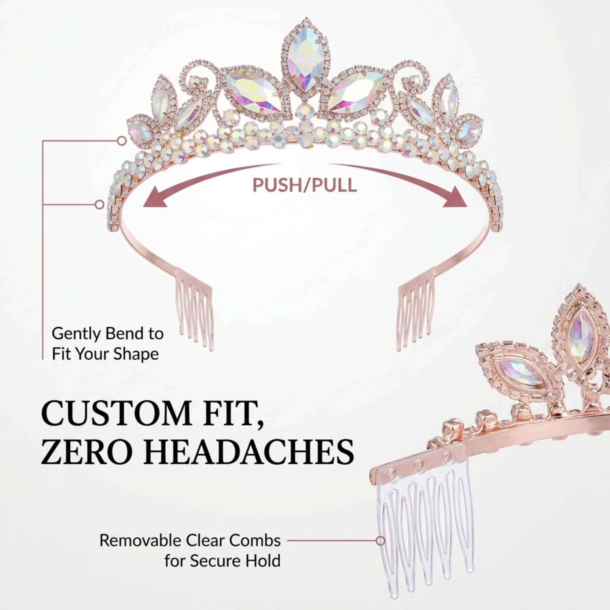 Anderson’s Kimana Rhinestone Tiara, 2 3/4 Inch Silver Metal Crown with Clear Faux Diamonds for Prom, Homecoming Queen, Wedding Bridal Party, Sweet 16, Quinceañera, Birthday, Pageant, Theater Costume Accessory - Image 7