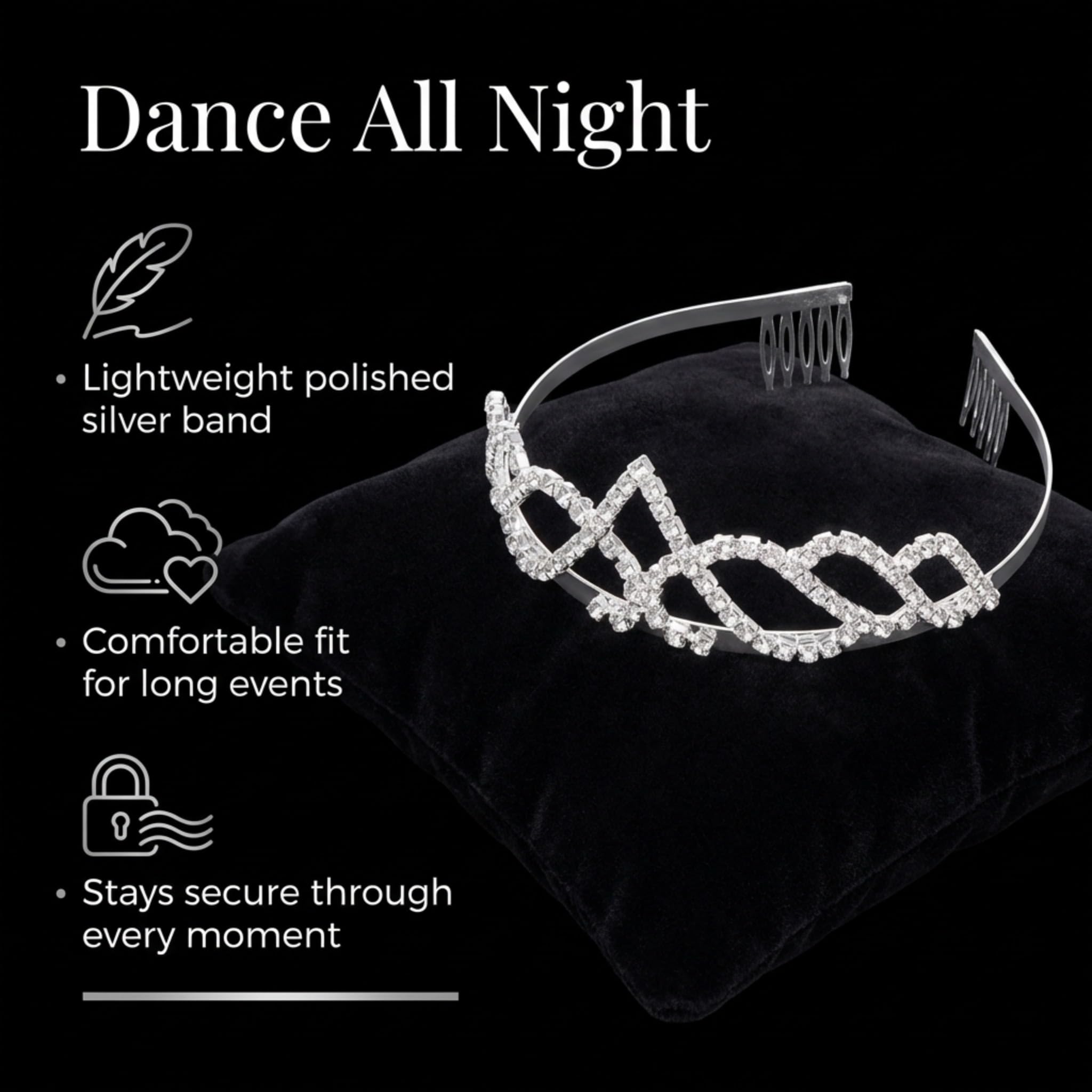 Anderson’s Kyla Tiara, 1.5" Silver Rhinestone Crown for Prom Queen, pageants, weddings, quinceañeras, birthdays, Sweet 16, homecoming, school dances, costumes, parties, and events - Image 6