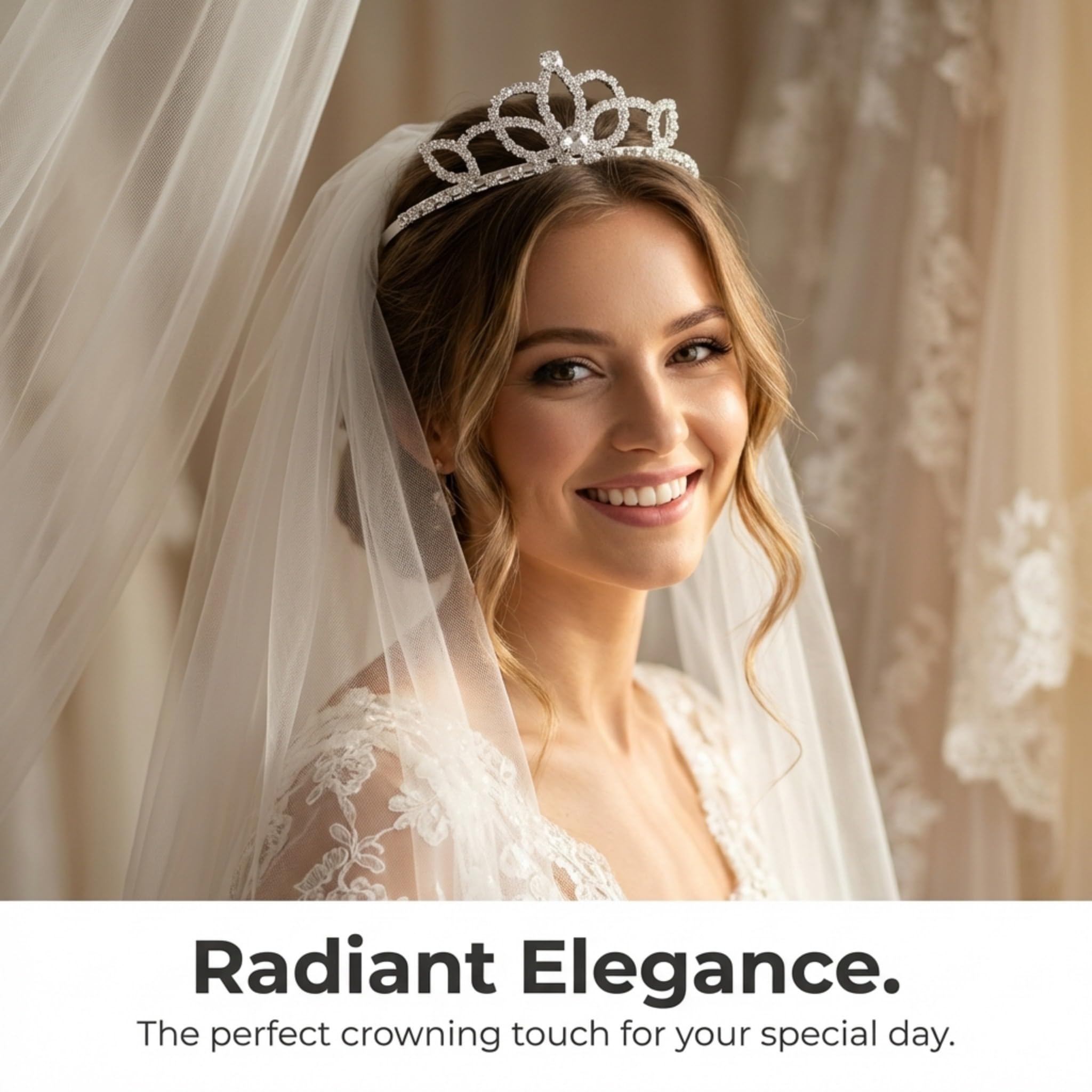 Anderson’s Lady‑in‑Waiting Rhinestone Tiara, 1 1/2" High Hand‑Crafted Silver Band Crown with Sparkling Clear Gemstones, Adjustable Fit with Secure Combs, Elegant Accessory for Weddings, Prom Queen, Homecoming, Pageants, Quinceañeras, and Sweet 16 Celebrations - Image 2