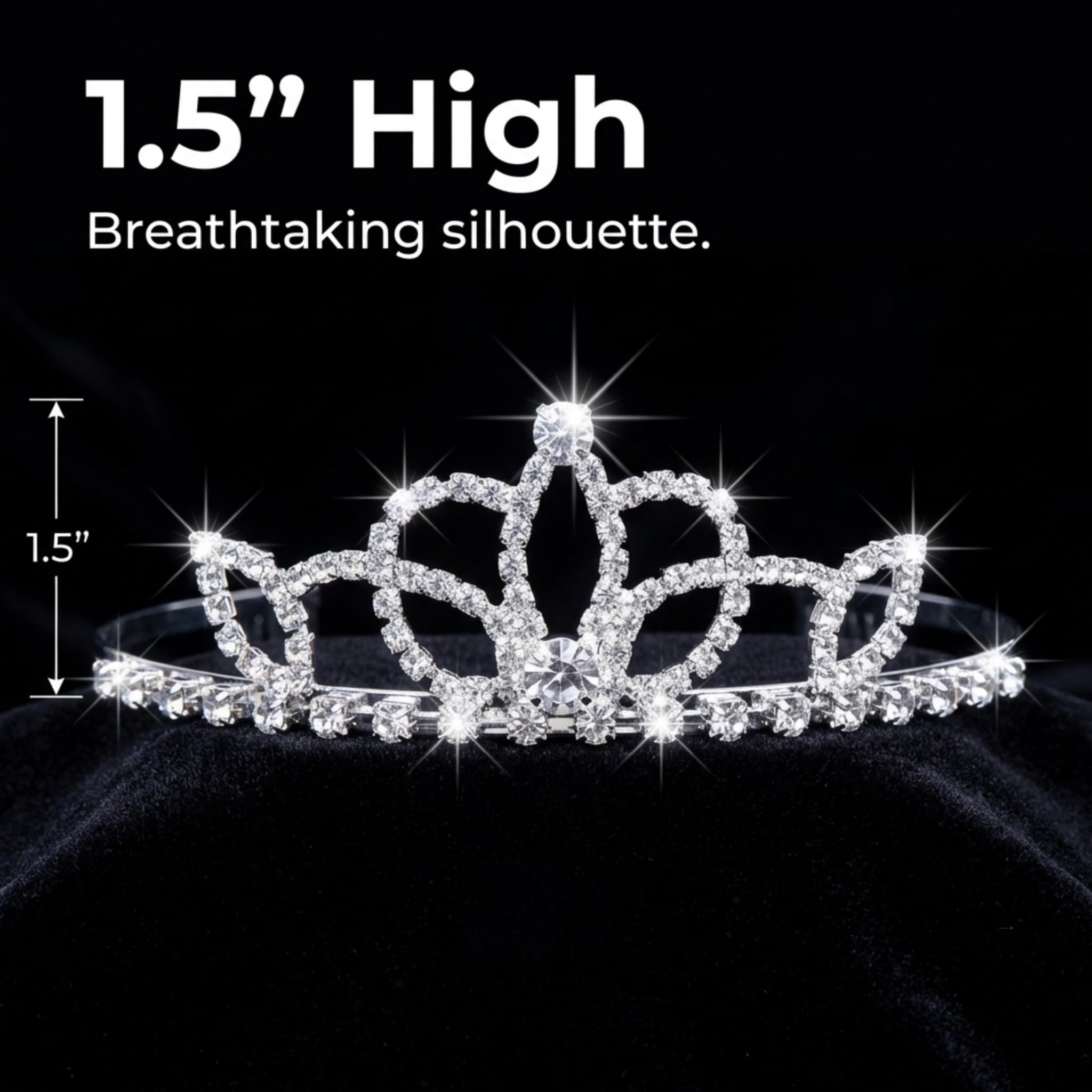 Anderson’s Lady‑in‑Waiting Rhinestone Tiara, 1 1/2" High Hand‑Crafted Silver Band Crown with Sparkling Clear Gemstones, Adjustable Fit with Secure Combs, Elegant Accessory for Weddings, Prom Queen, Homecoming, Pageants, Quinceañeras, and Sweet 16 Celebrations - Image 5