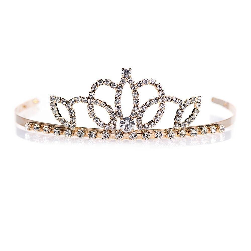 Anderson’s Lady-in-Waiting Tiara, 1.5" Gold Rhinestone Crown for Prom Queen, Pageants, Weddings, Quinceañeras, Birthdays, Sweet 16, Homecoming, School Dances, Costumes, Parties, and Events