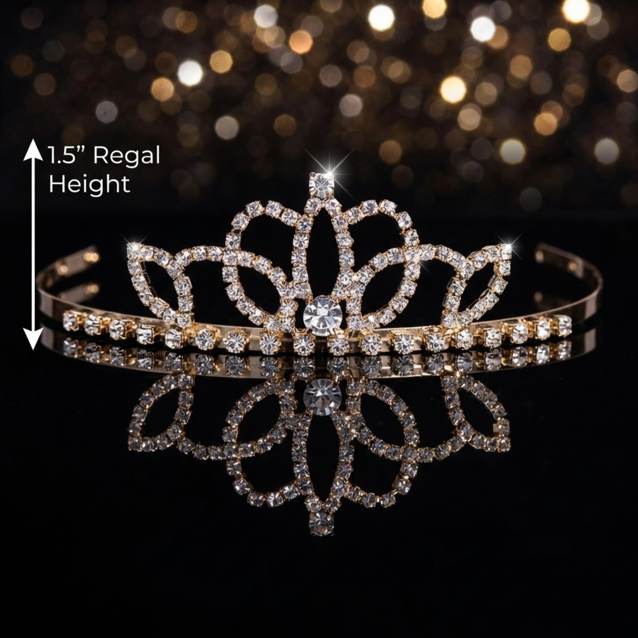 Anderson’s Lady-in-Waiting Tiara, 1.5" Gold Rhinestone Crown for Prom Queen, Pageants, Weddings, Quinceañeras, Birthdays, Sweet 16, Homecoming, School Dances, Costumes, Parties, and Events - Image 5