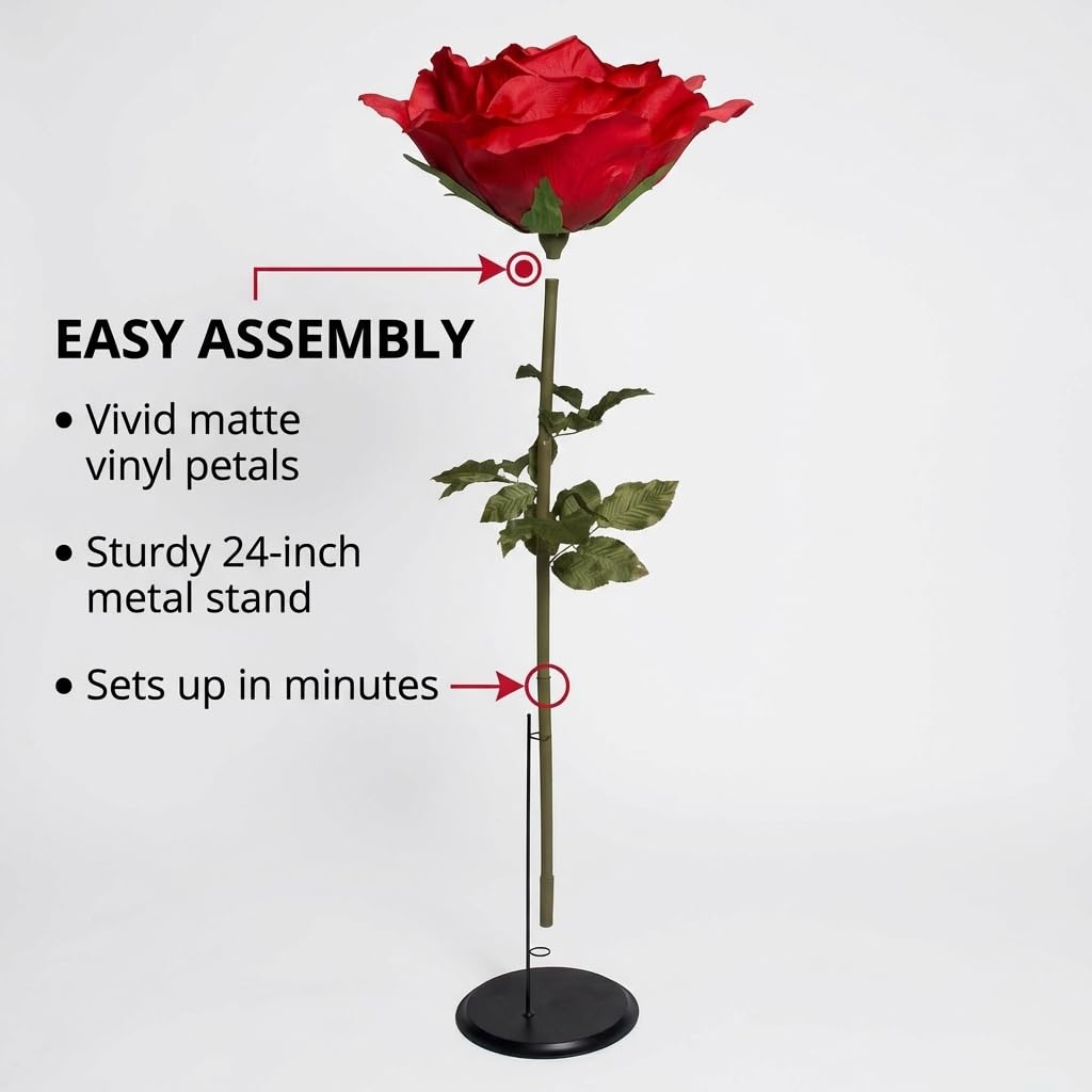 Anderson's Large Red Rose with Black Metal Stand, Floral Decorations - Image 2