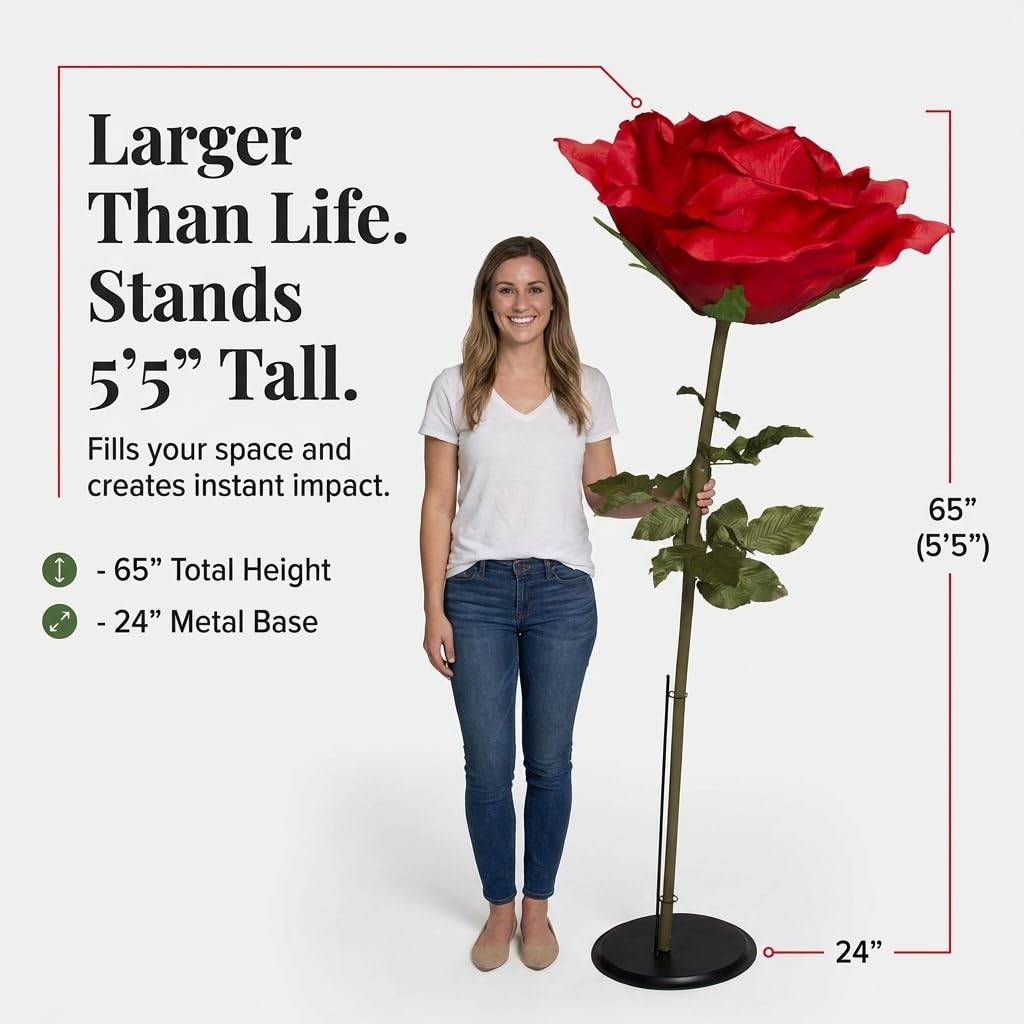 Anderson's Large Red Rose with Black Metal Stand, Floral Decorations - Image 4