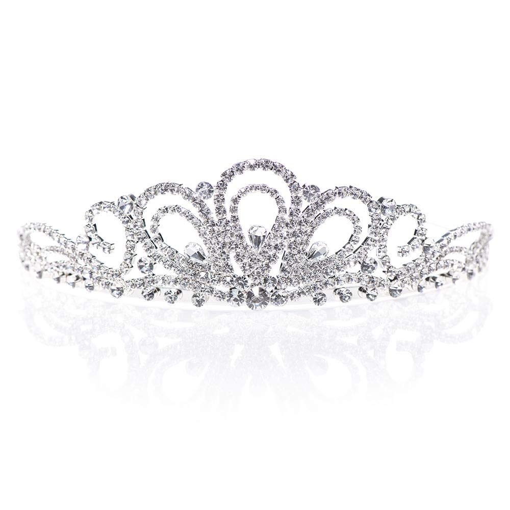 Anderson's Laura Rhinestone Tiara, Sparkling Clear Crystal Crown for Women, Adjustable Silver Band with Comfort Combs, Perfect for Weddings, Proms, Pageants, Quinceañeras, and Special Occasions