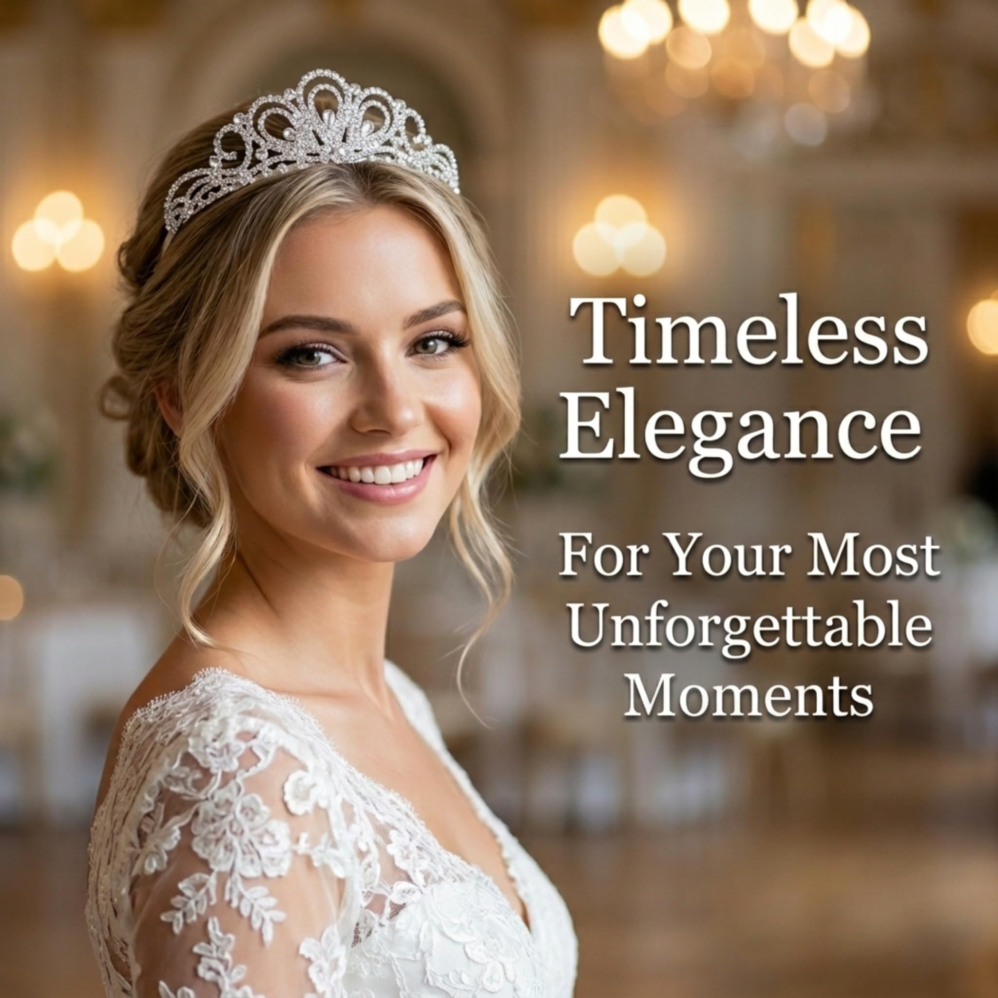 Anderson's Laura Rhinestone Tiara, Sparkling Clear Crystal Crown for Women, Adjustable Silver Band with Comfort Combs, Perfect for Weddings, Proms, Pageants, Quinceañeras, and Special Occasions - Image 2