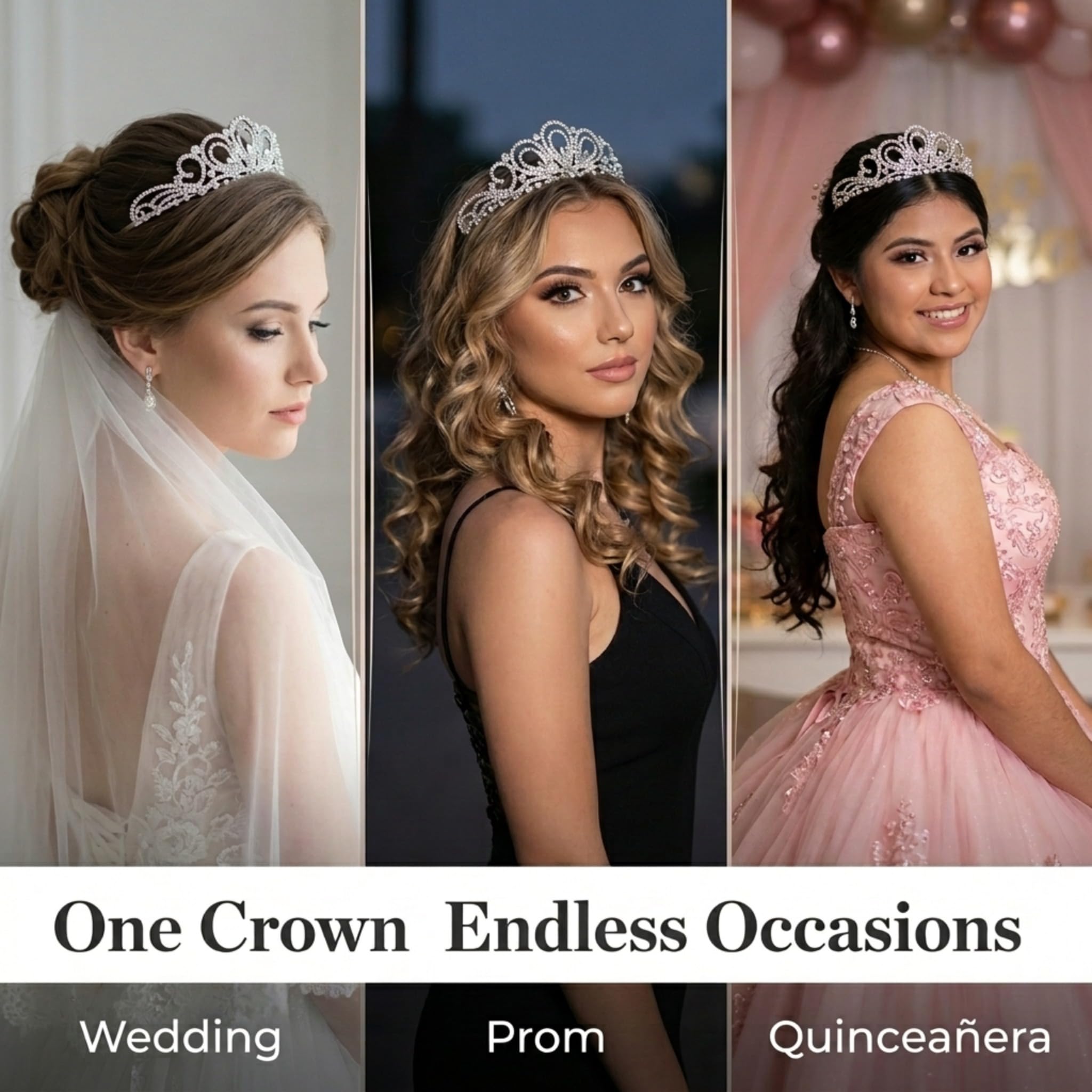 Anderson's Laura Rhinestone Tiara, Sparkling Clear Crystal Crown for Women, Adjustable Silver Band with Comfort Combs, Perfect for Weddings, Proms, Pageants, Quinceañeras, and Special Occasions - Image 3