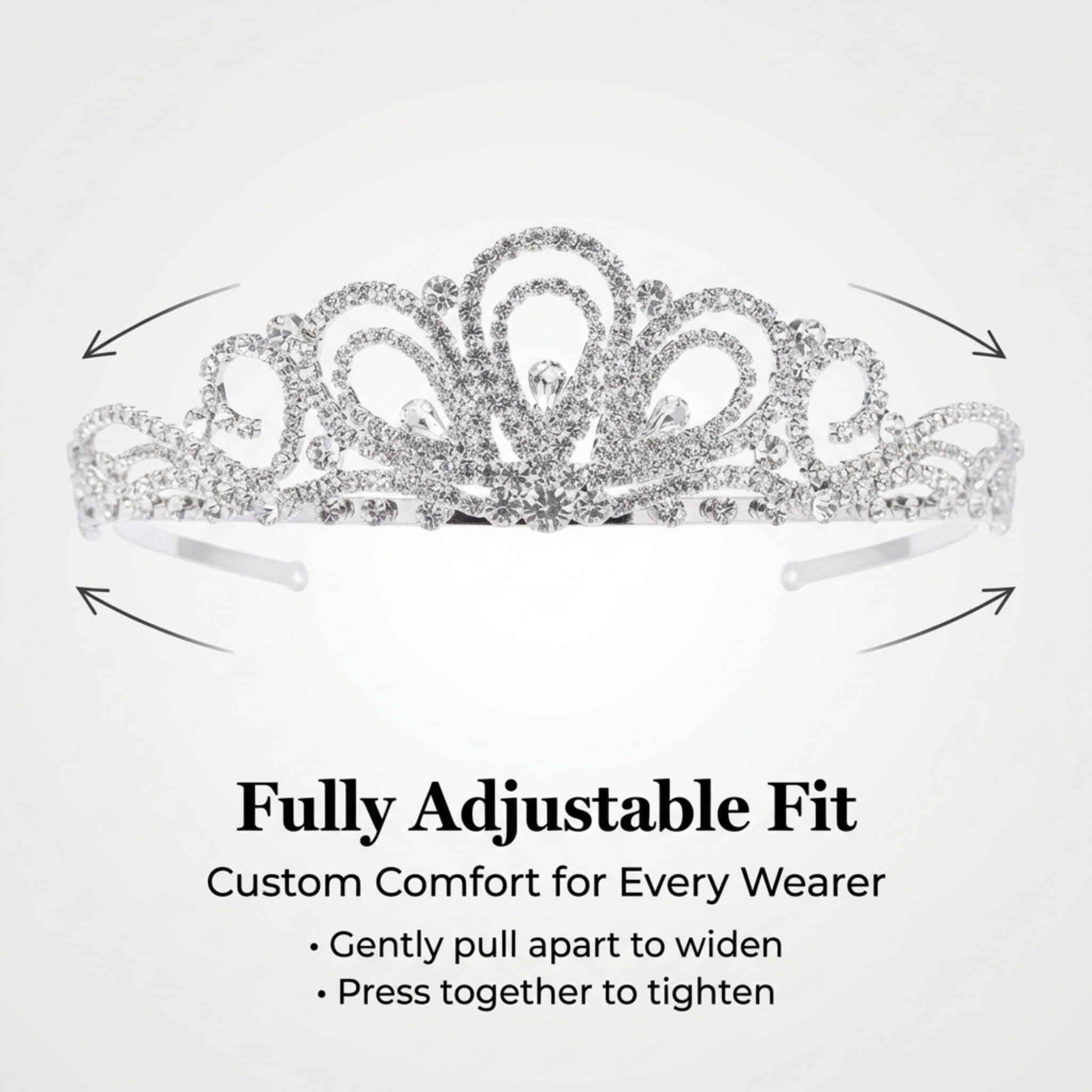 Anderson's Laura Rhinestone Tiara, Sparkling Clear Crystal Crown for Women, Adjustable Silver Band with Comfort Combs, Perfect for Weddings, Proms, Pageants, Quinceañeras, and Special Occasions - Image 5