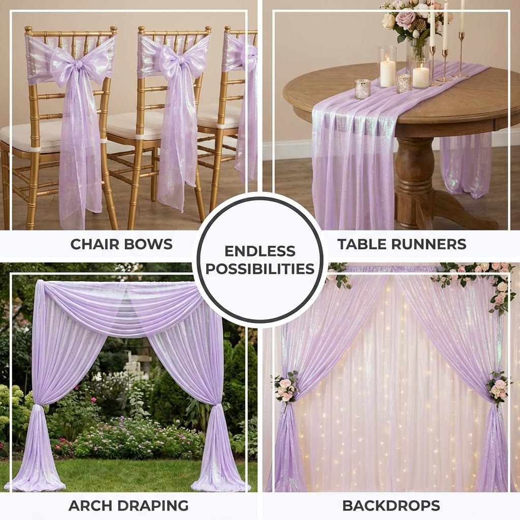 Anderson's Lavender Iridescent Organza Fabric Roll, 48 Inches x 20 Yards, Sheer Fabric for Wedding Decorations, Baby Shower, Gender Reveal, Prom, Homecoming, Photo Backdrops, Arch Draping - Image 6