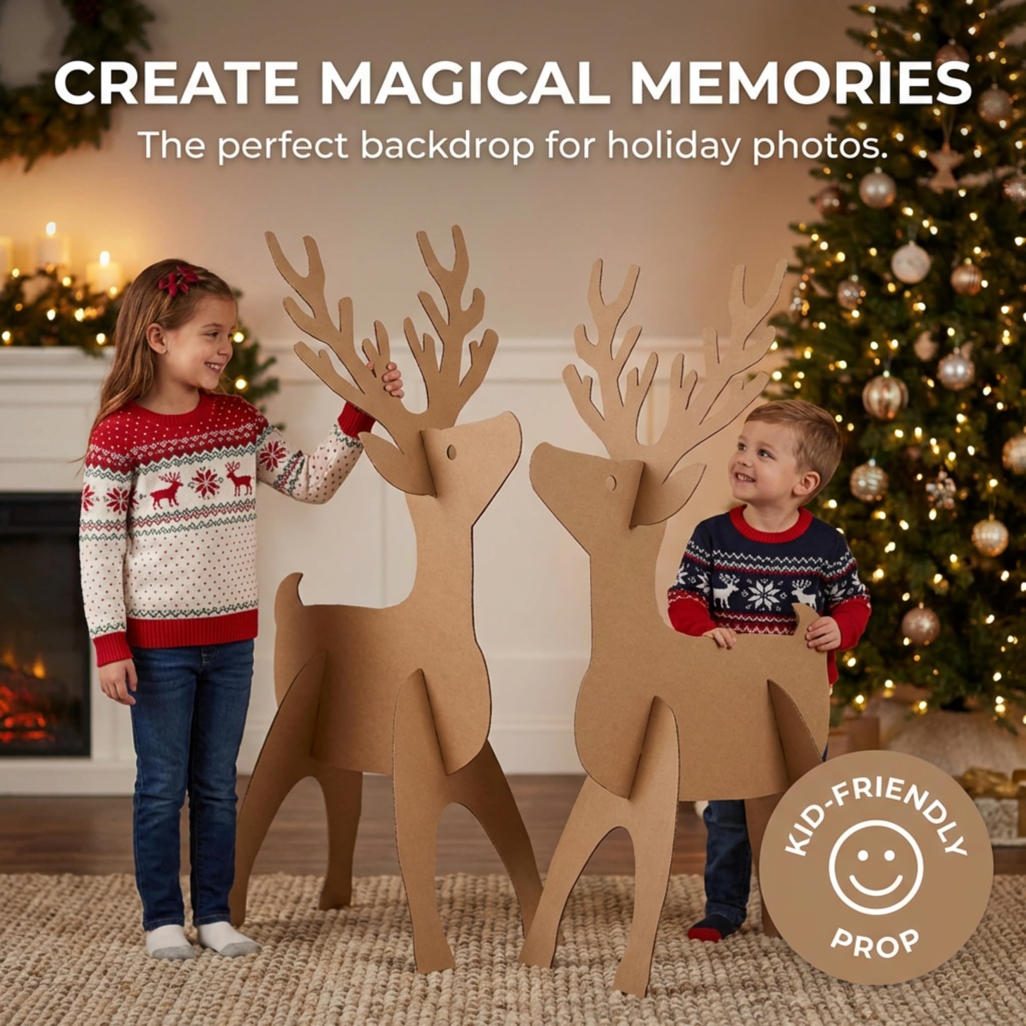 Anderson's Life Size Dasher and Dancer Reindeer Cardboard Cutout Standup Kit, 48 x 24 Inches, Christmas Parade Float Decorations, Classroom Event Center Santa Photo Op Party Decorations - Image 3