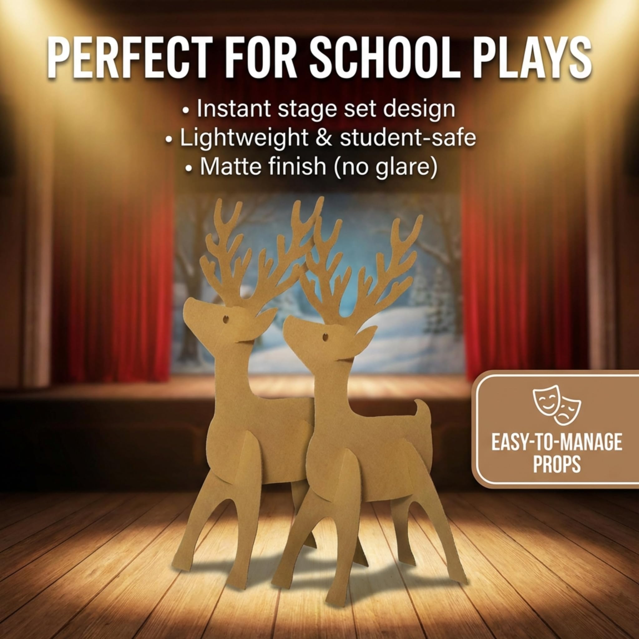 Anderson's Life Size Dasher and Dancer Reindeer Cardboard Cutout Standup Kit, 48 x 24 Inches, Christmas Parade Float Decorations, Classroom Event Center Santa Photo Op Party Decorations - Image 5